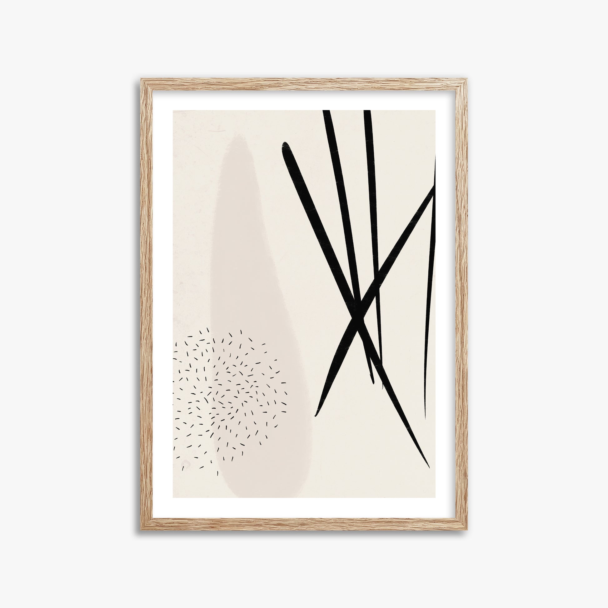 Zen Strokes Harmony, 50x70cm Framed Art Reproduction With Raw Oak Frame