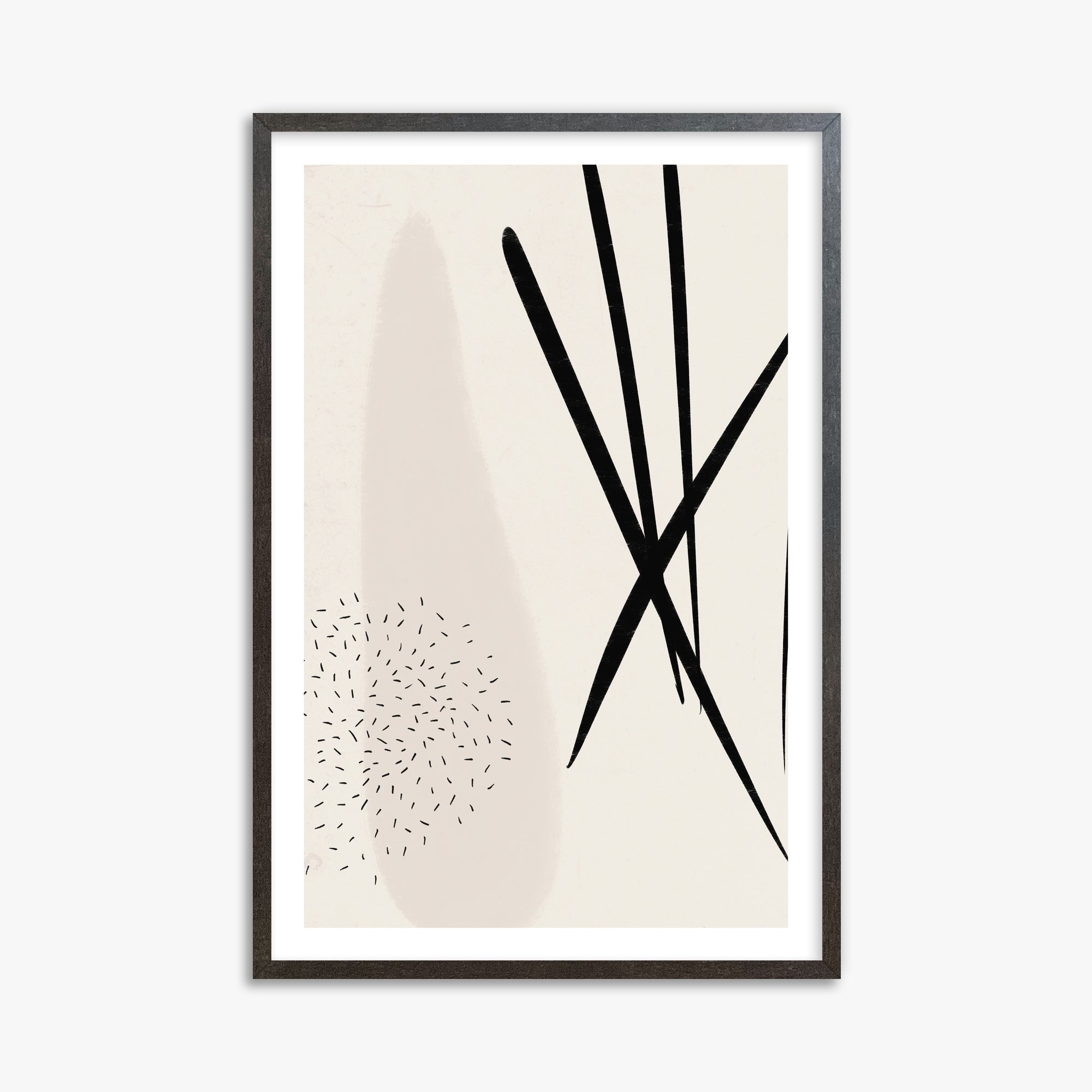 Zen Strokes Harmony, 61x91cm Framed Art Reproduction With Espresso Frame