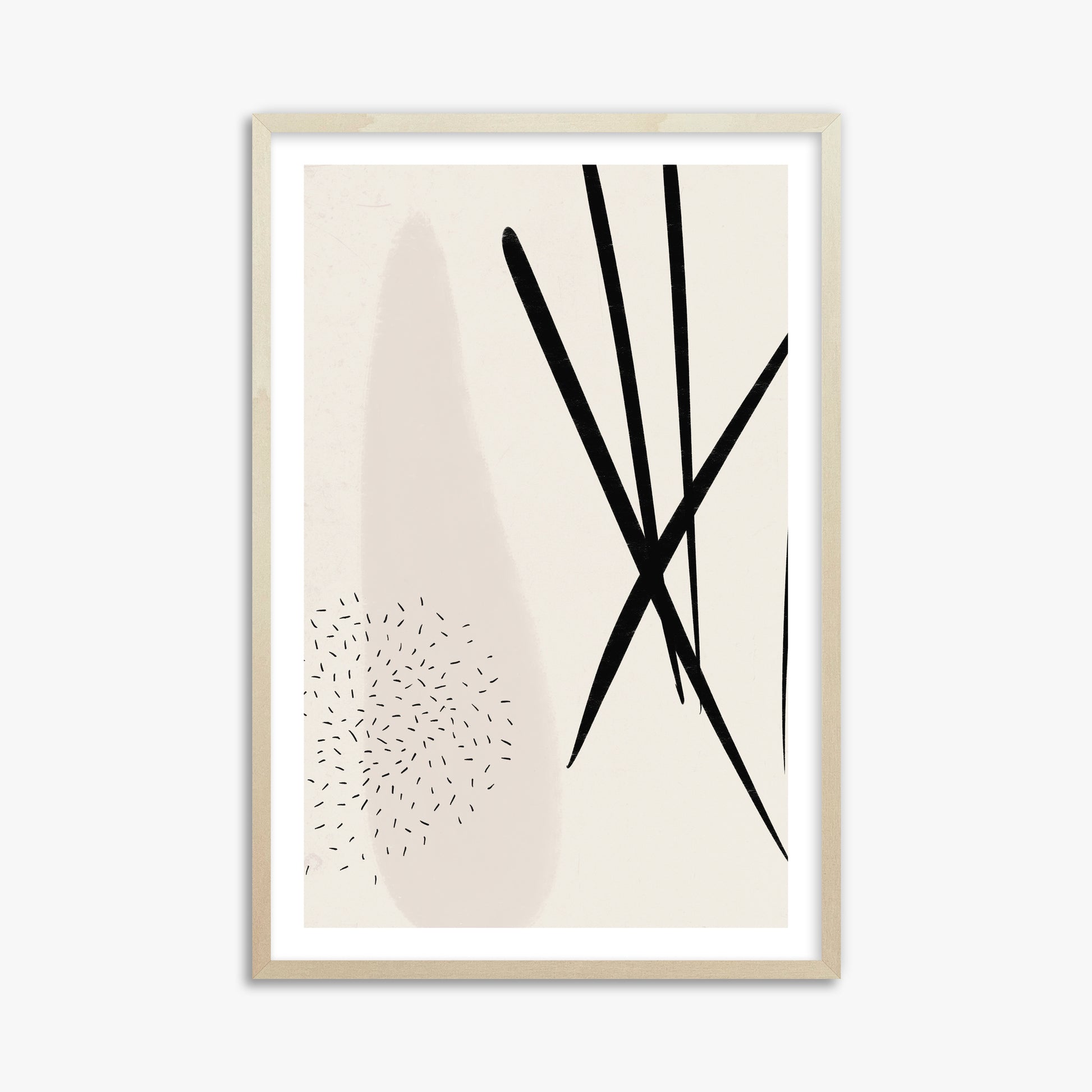 Zen Strokes Harmony, 61x91cm Framed Art Reproduction With Lime Wood Frame