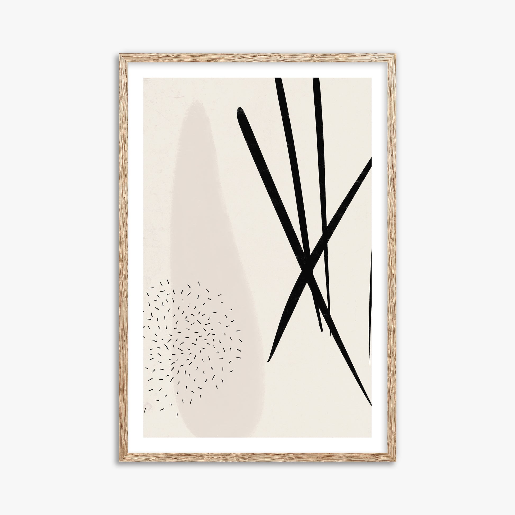 Zen Strokes Harmony, 61x91cm Framed Art Reproduction With Raw Oak Frame