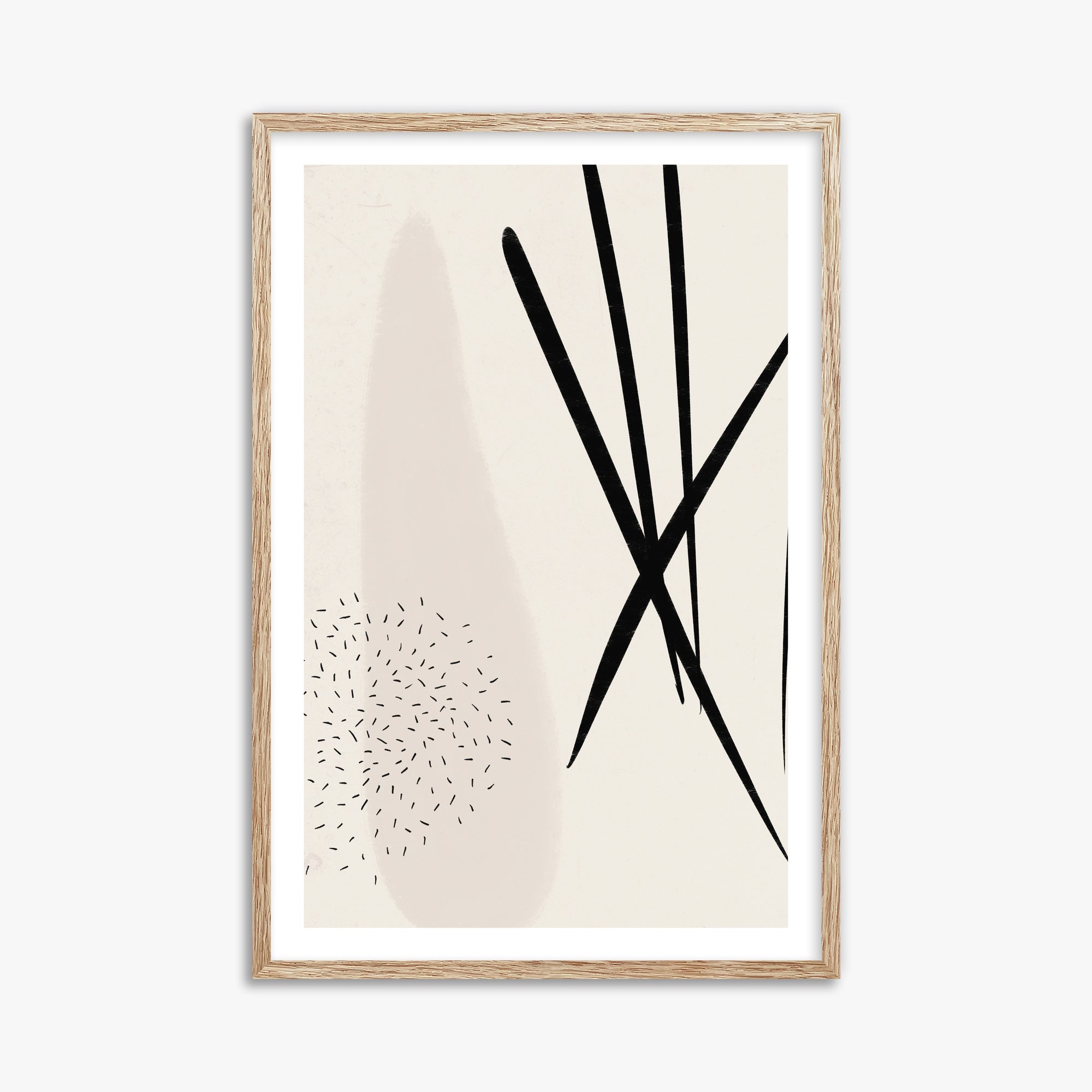 Zen Strokes Harmony, 61x91cm Framed Art Reproduction With Raw Oak Frame