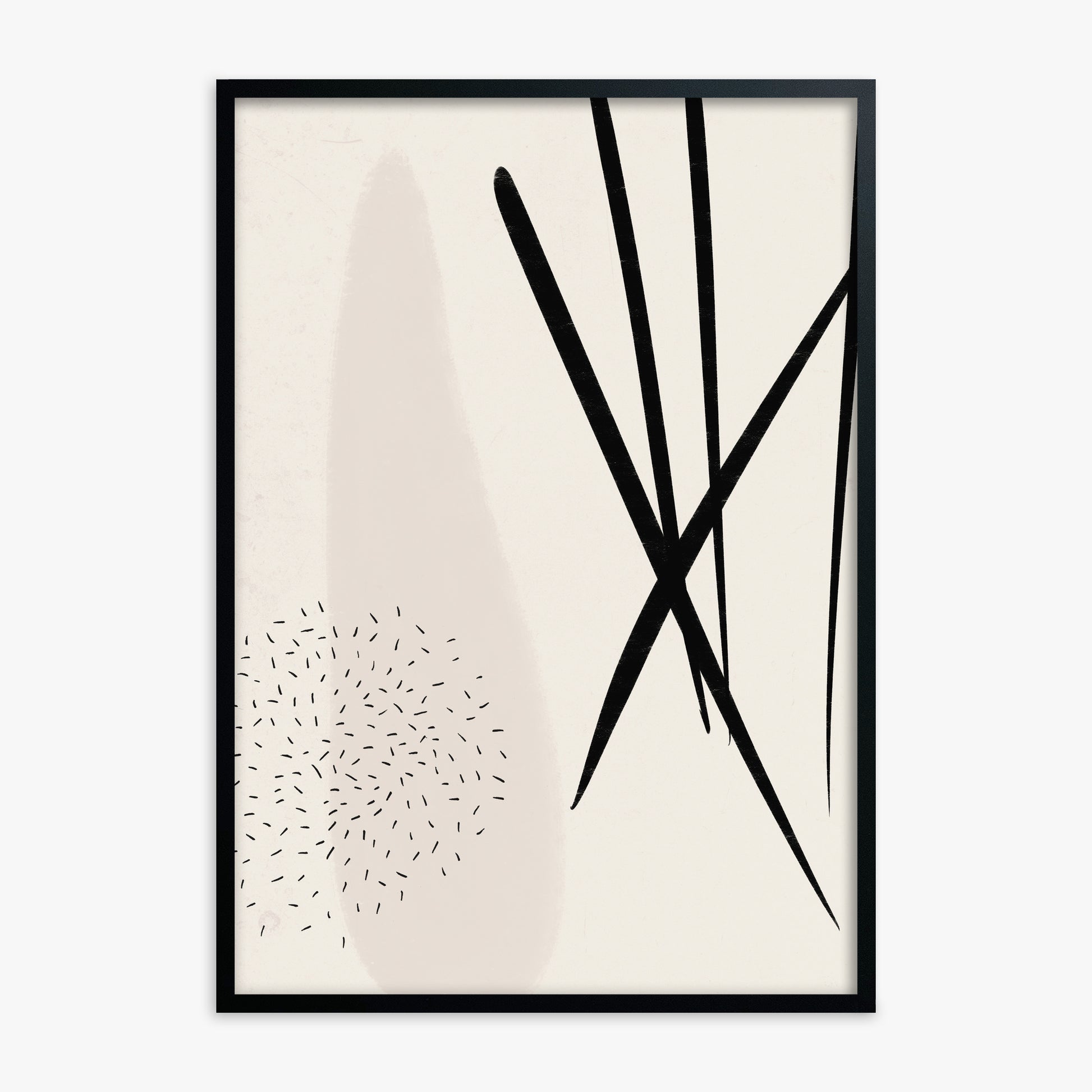 Zen Strokes Harmony, Black Framed Poster With Black Frame