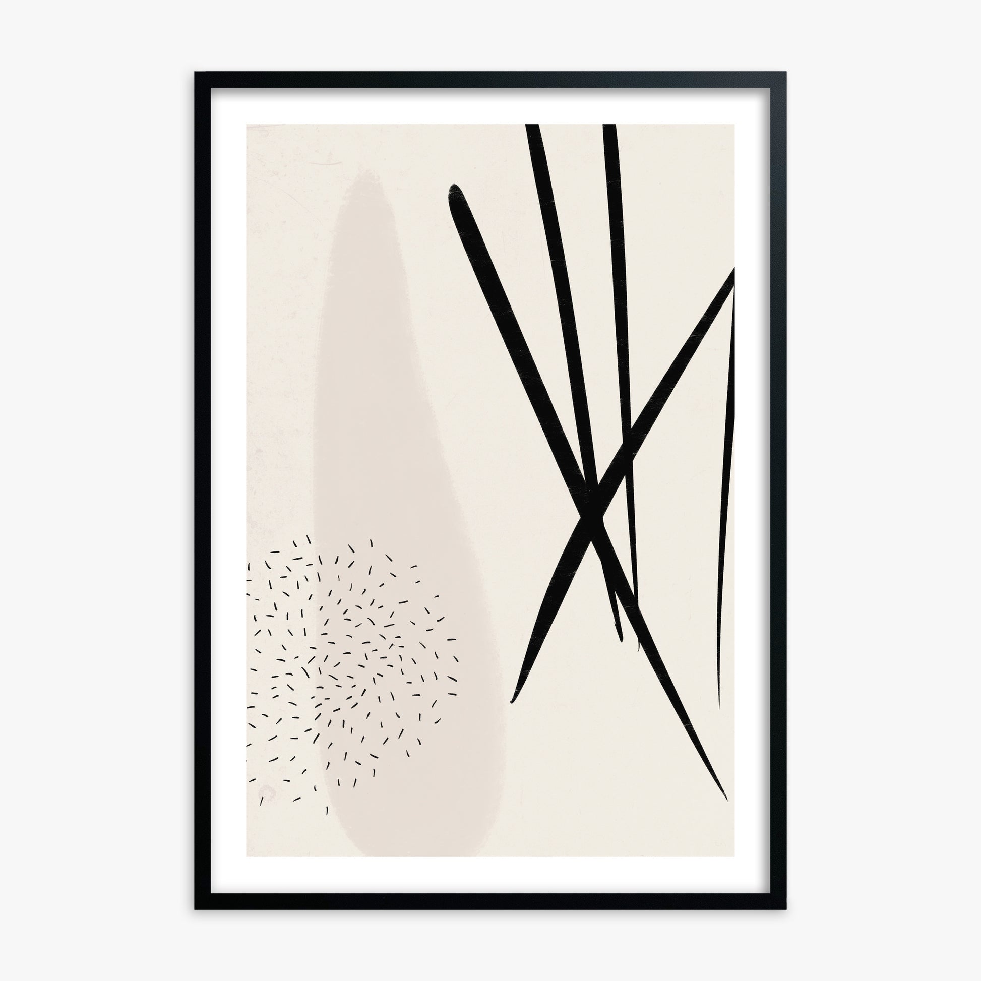 Zen Strokes Harmony, Black Framed Poster With Black Frame