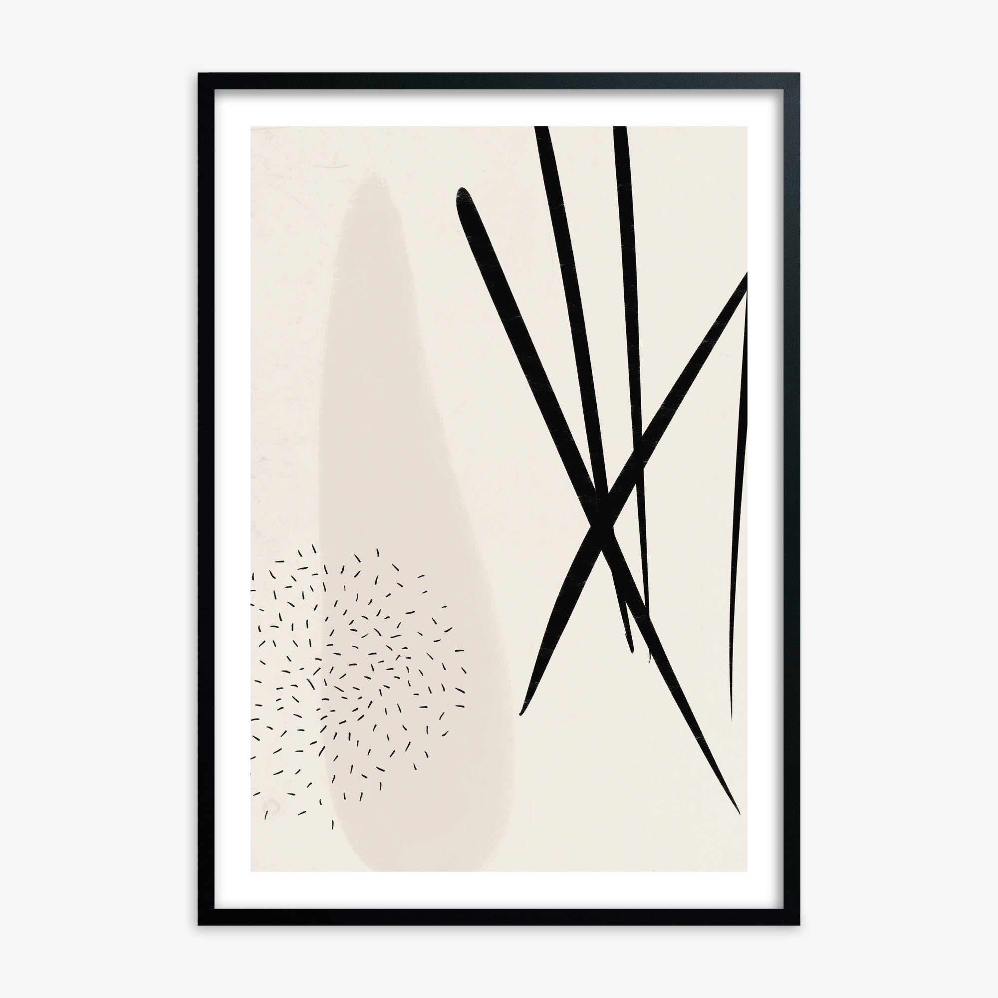 Zen Strokes Harmony, Black Framed Poster With Black Frame