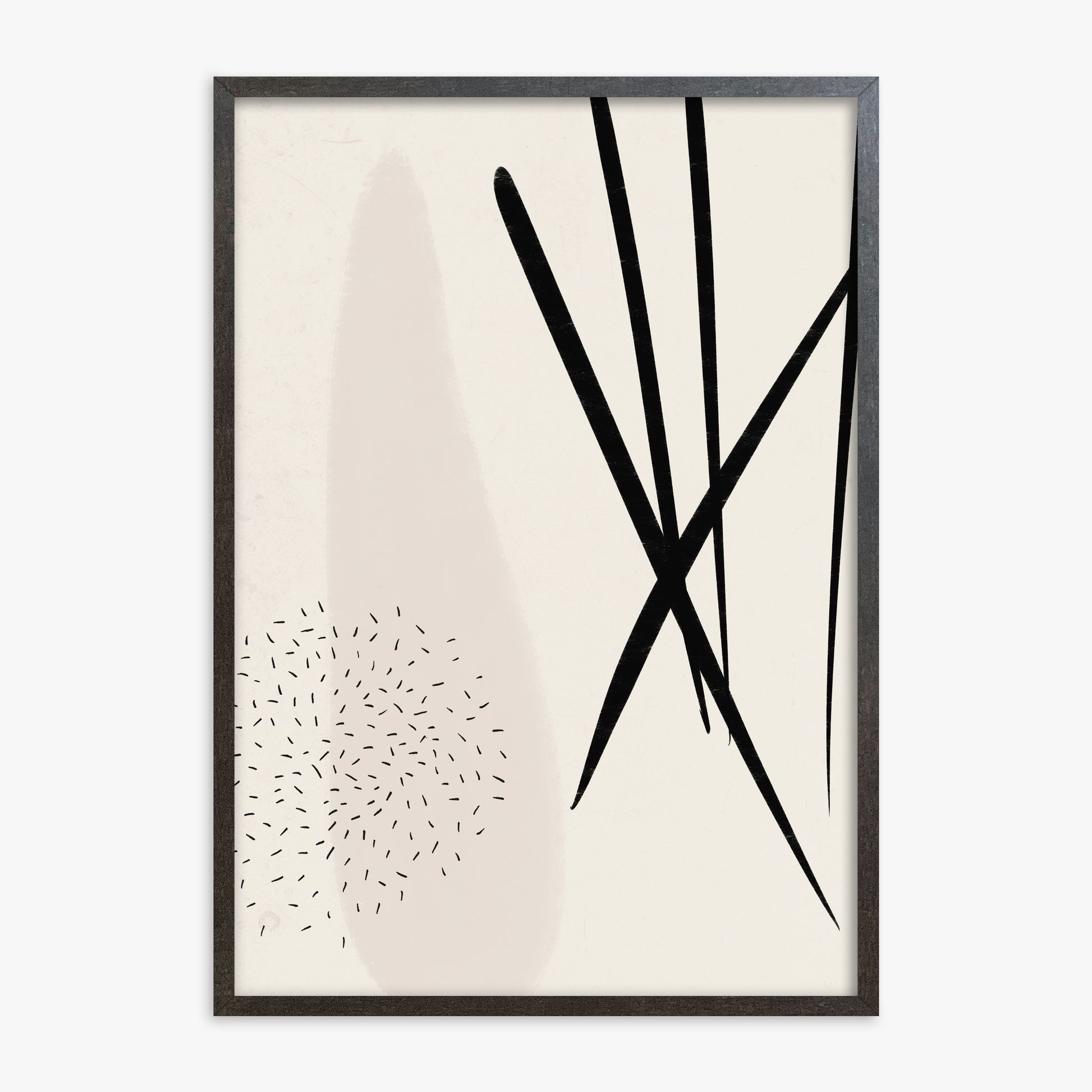 Zen Strokes Harmony, 70x100cm Framed Art Reproduction With Espresso Frame