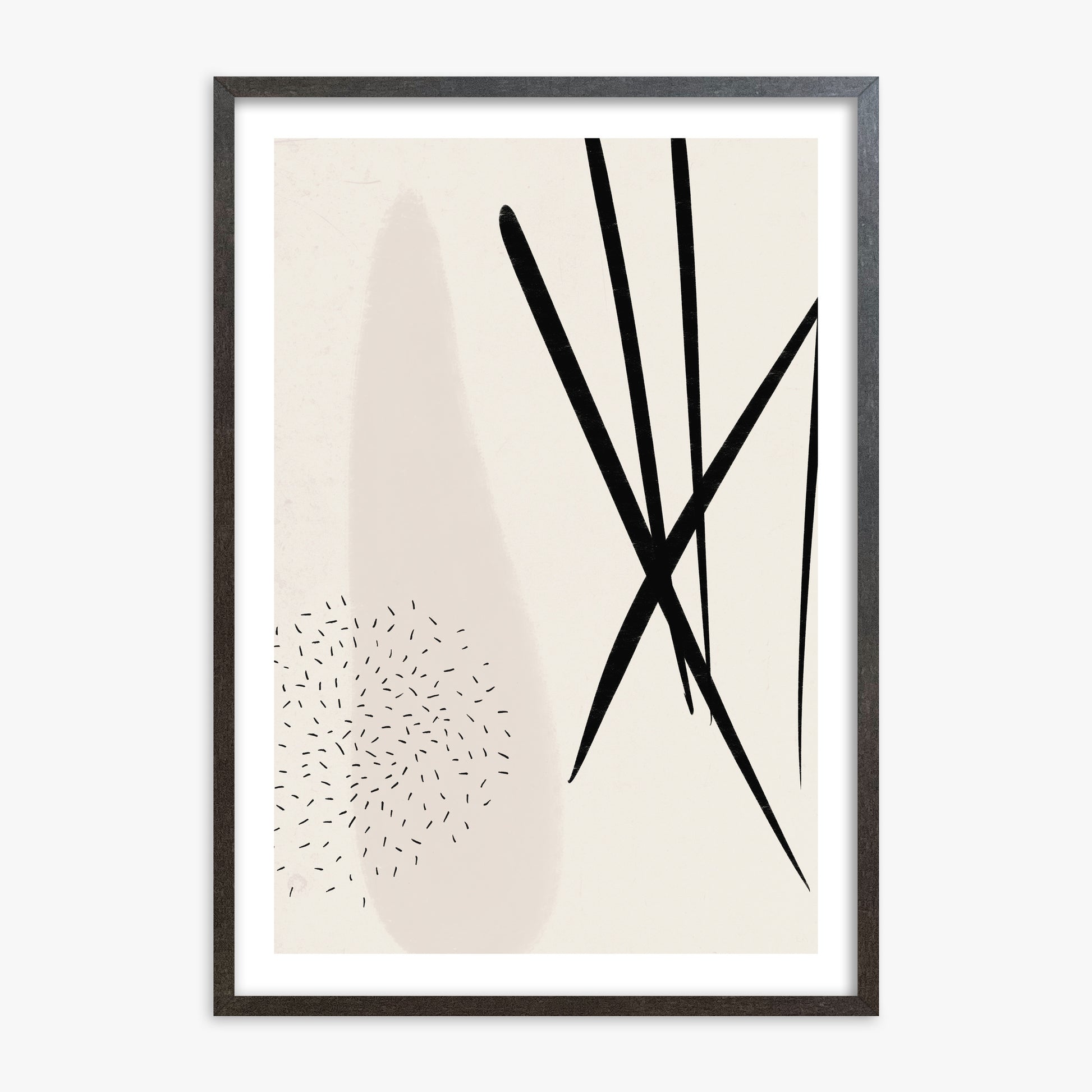 Zen Strokes Harmony, 70x100cm Framed Art Reproduction With Espresso Frame