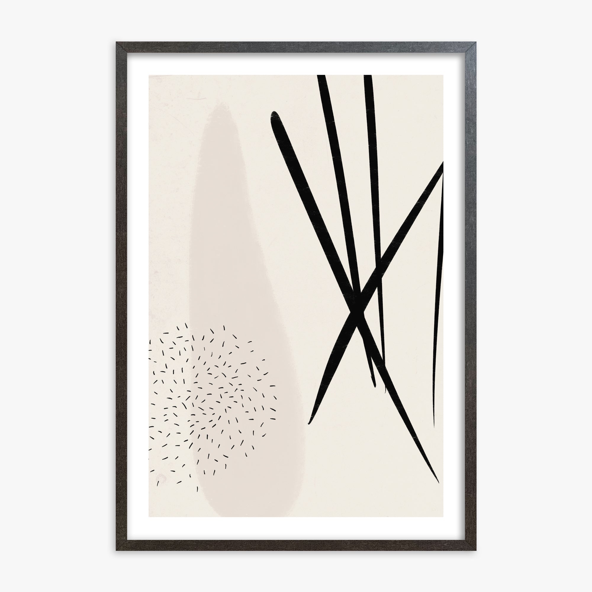 Zen Strokes Harmony, 70x100cm Framed Art Reproduction With Espresso Frame