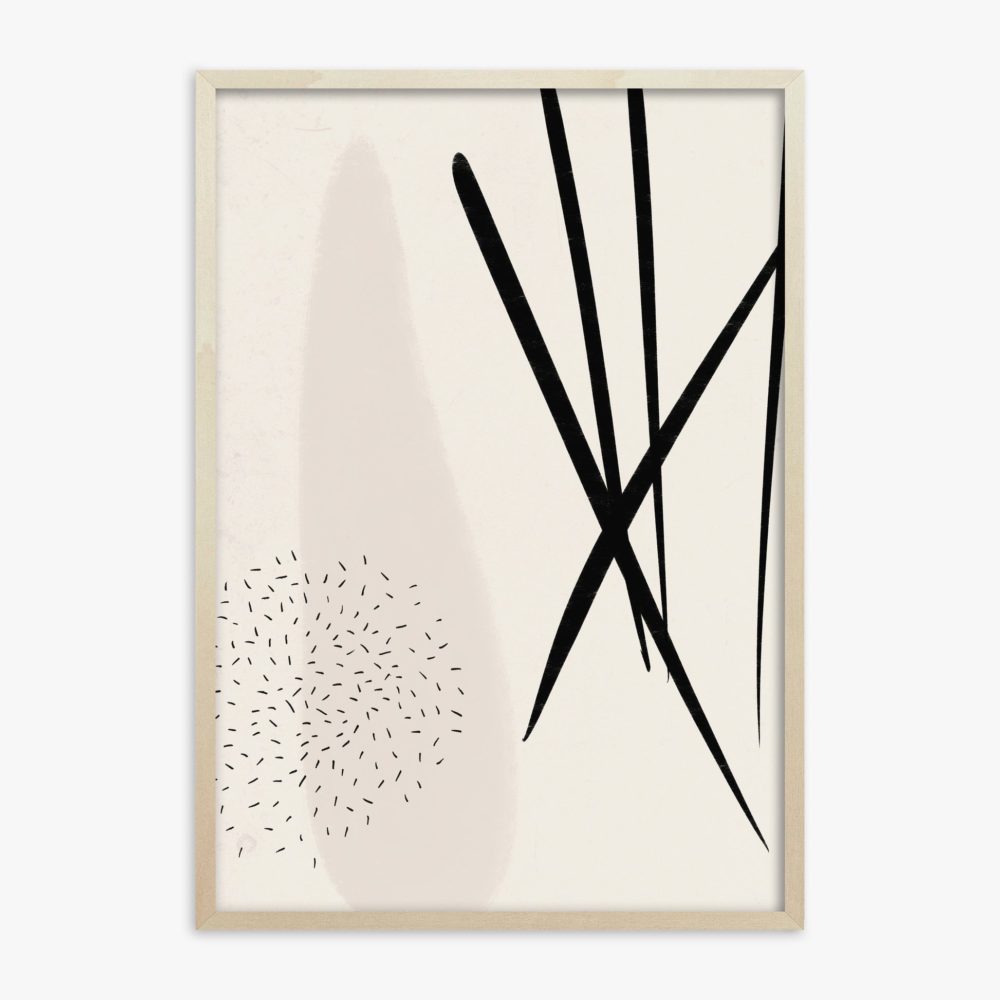 Zen Strokes Harmony, 70x100cm Framed Art Reproduction With Lime Wood Frame