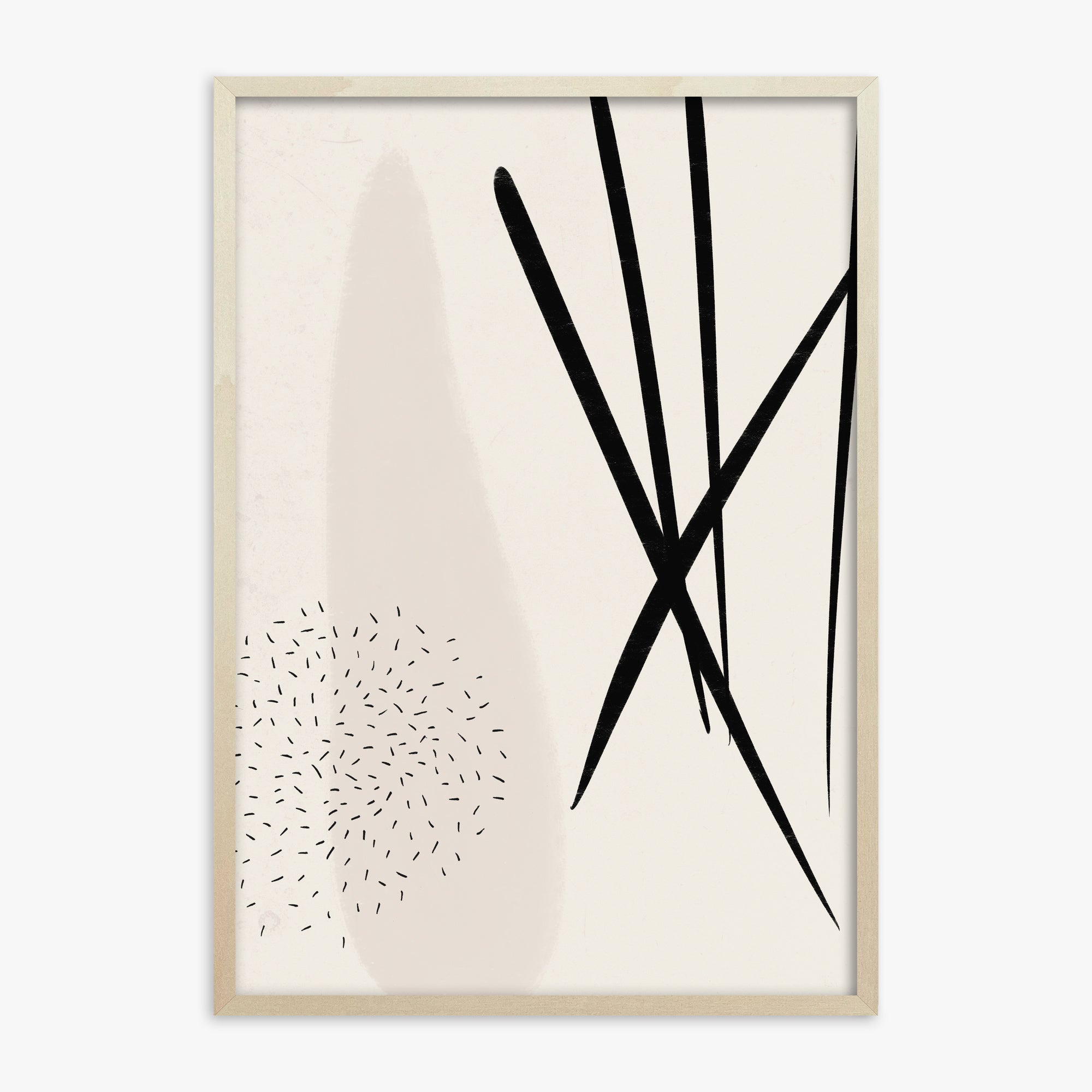 Zen Strokes Harmony, 70x100cm Framed Art Reproduction With Lime Wood Frame