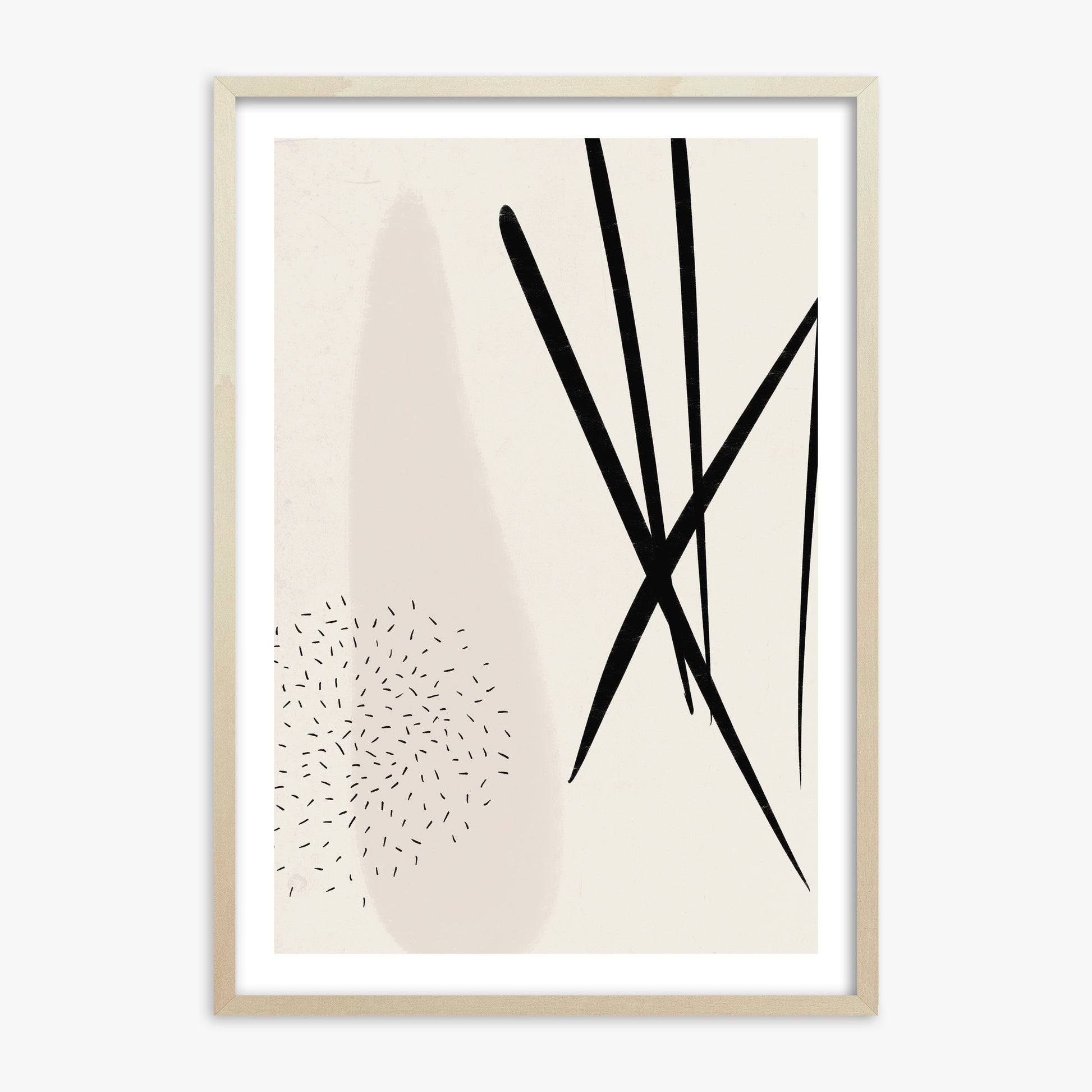 Zen Strokes Harmony, 70x100cm Framed Art Reproduction With Lime Wood Frame
