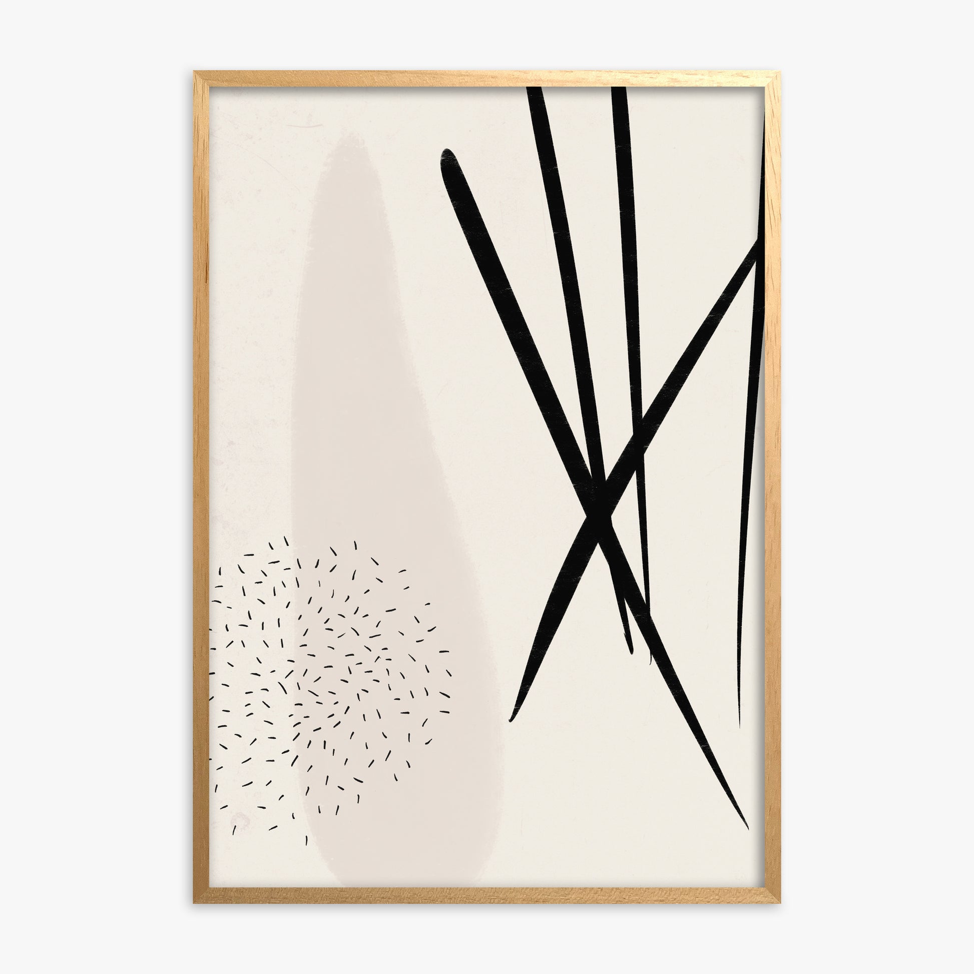 Zen Strokes Harmony, Oak Framed Poster With Oak Frame