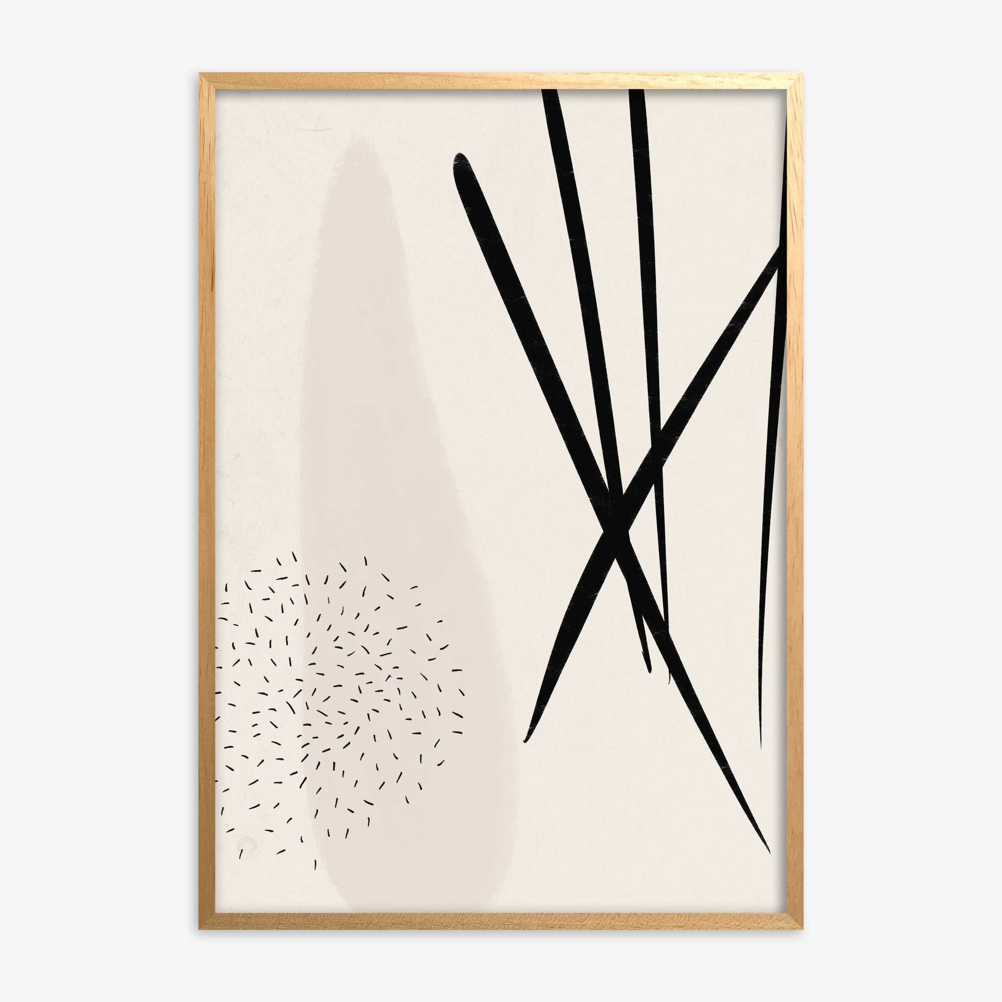 Zen Strokes Harmony, Oak Framed Poster With Oak Frame