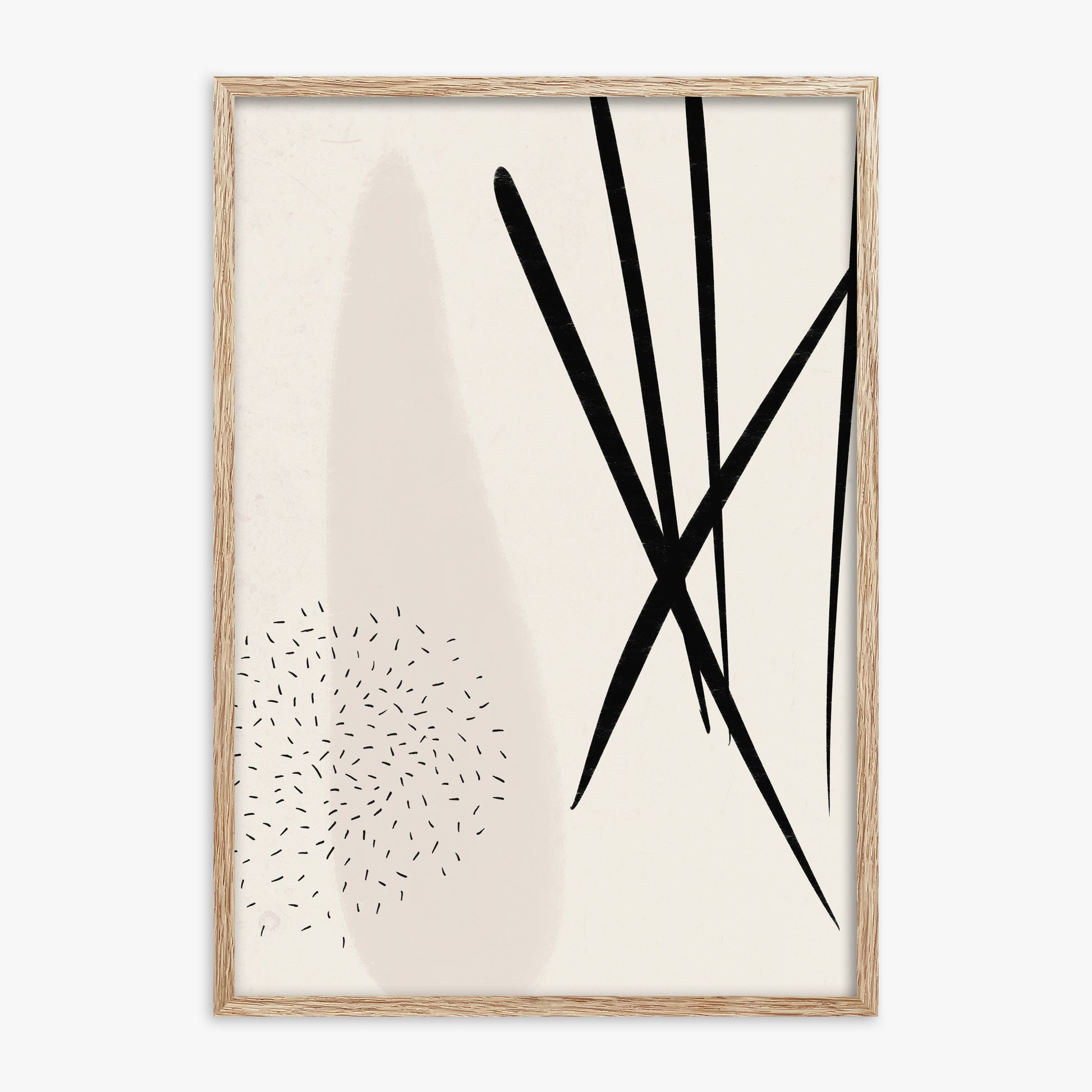 Zen Strokes Harmony, 70x100cm Framed Art Reproduction With Raw Oak Frame
