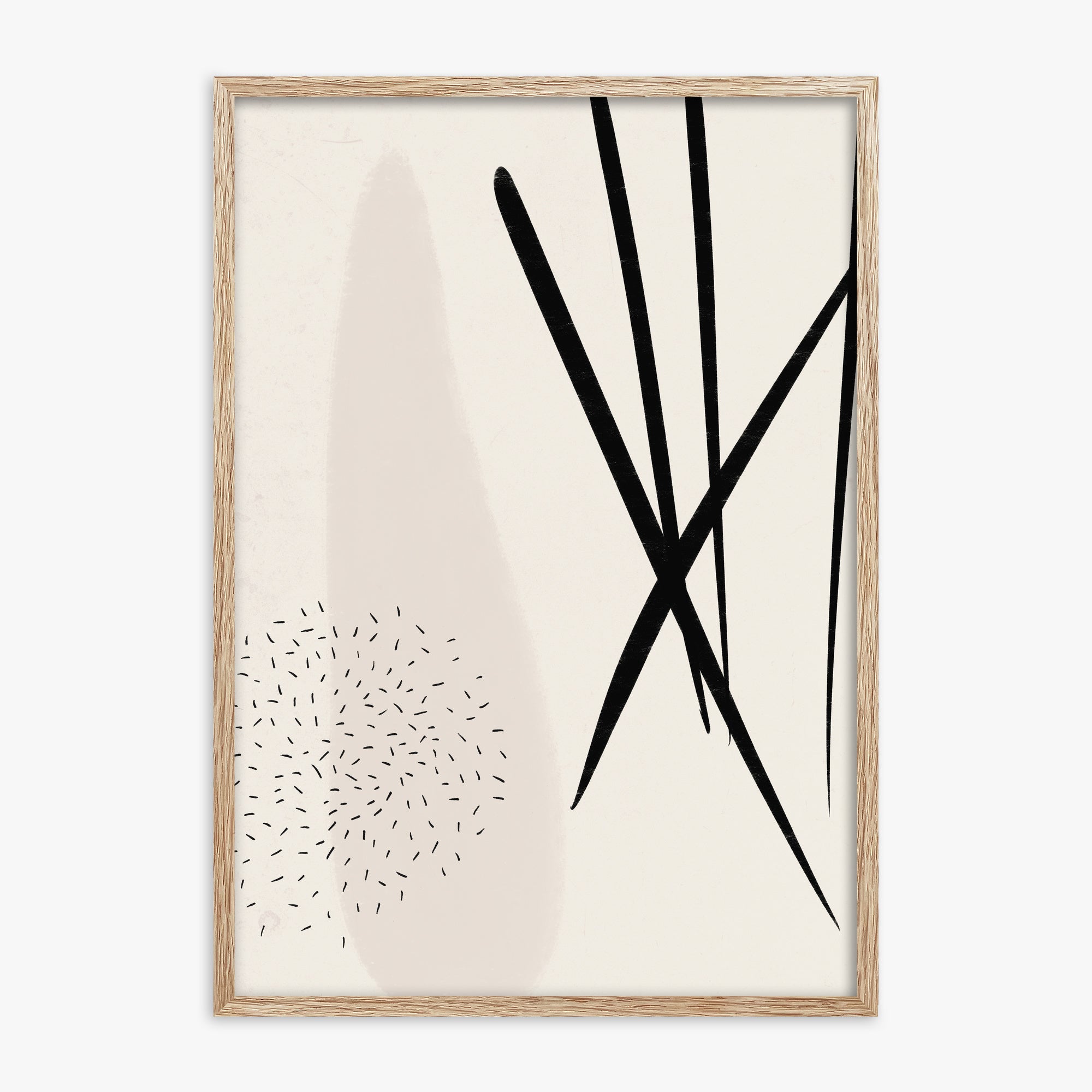 Zen Strokes Harmony, 70x100cm Framed Art Reproduction With Raw Oak Frame