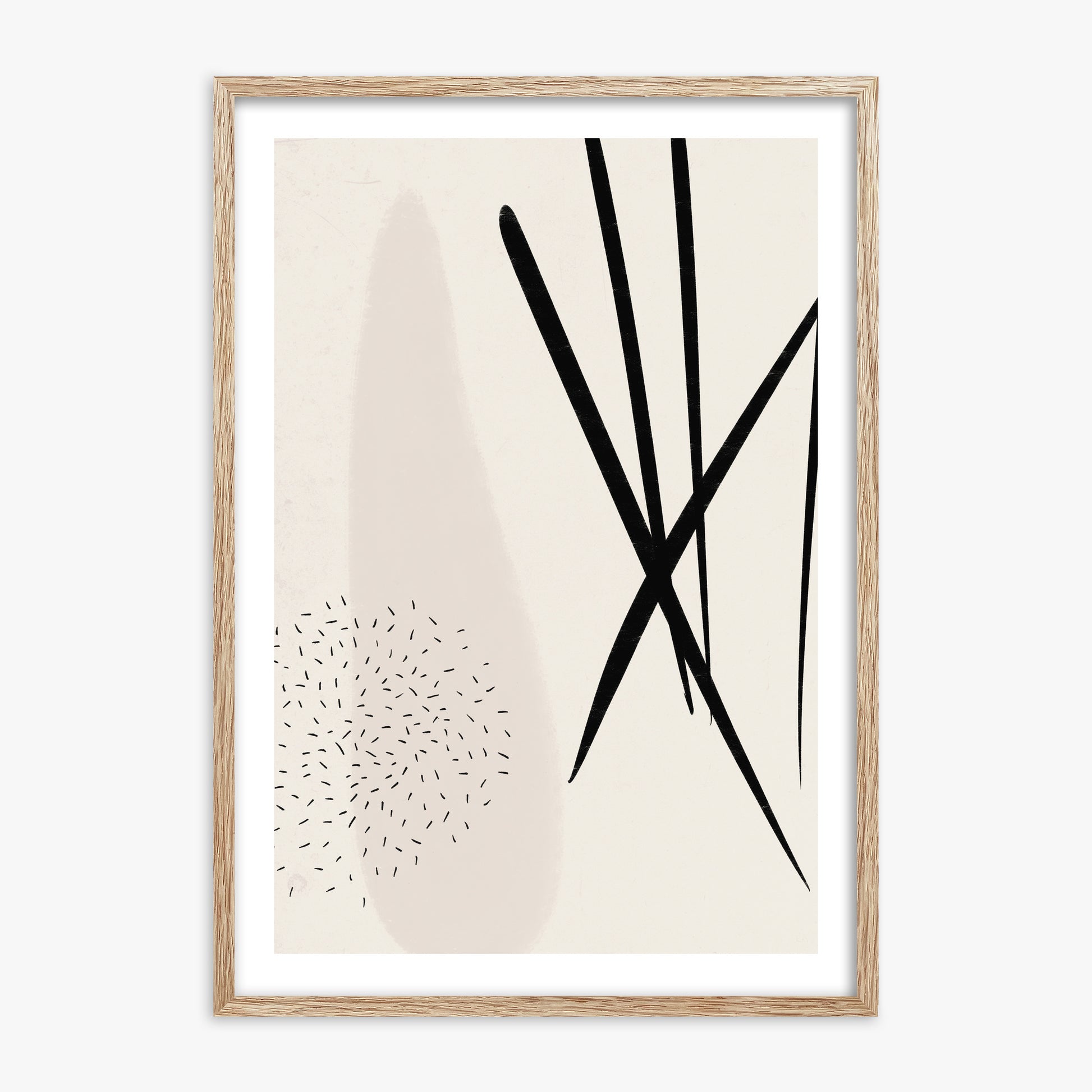 Zen Strokes Harmony, 70x100cm Framed Art Reproduction With Raw Oak Frame