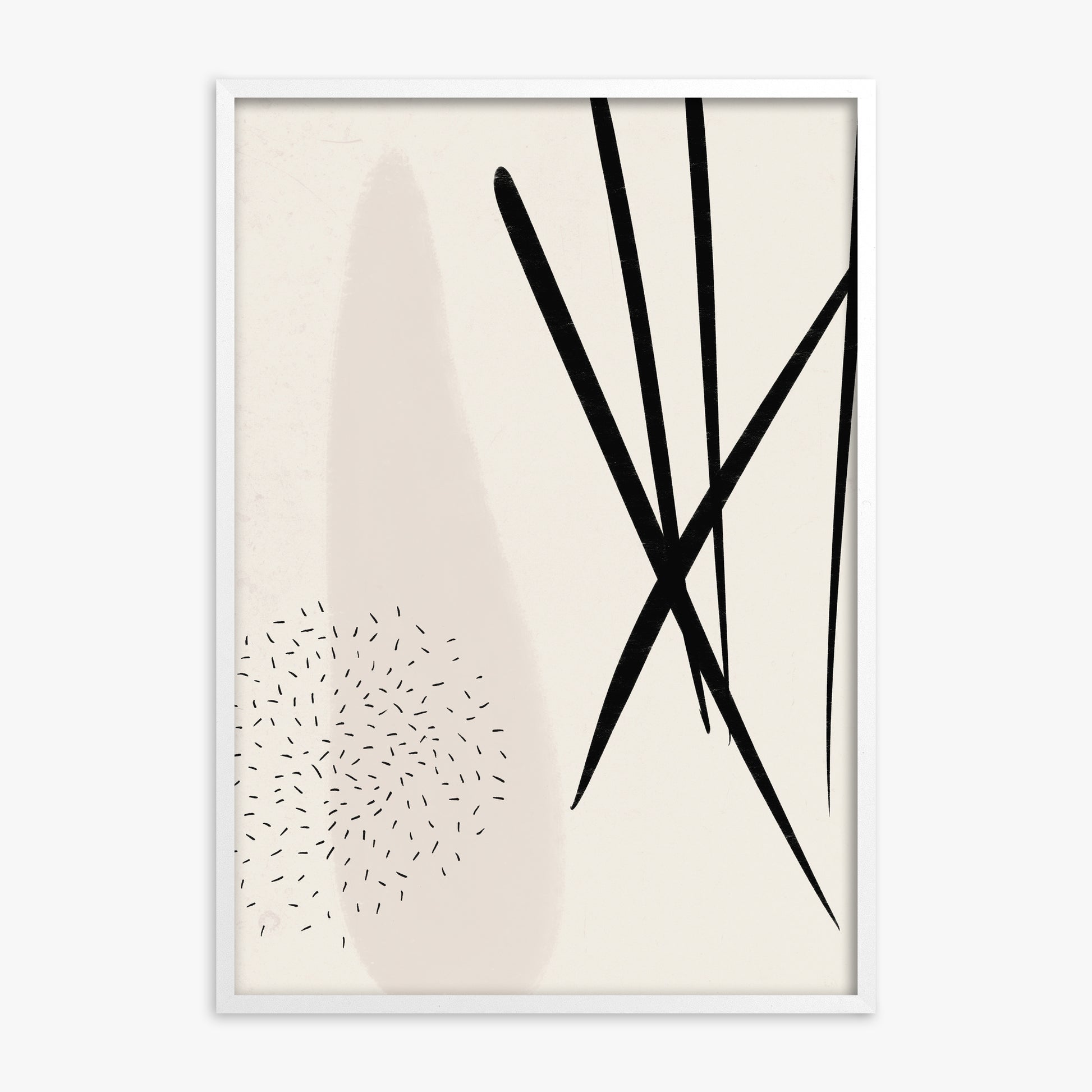 Zen Strokes Harmony, White Framed Poster With White Frame