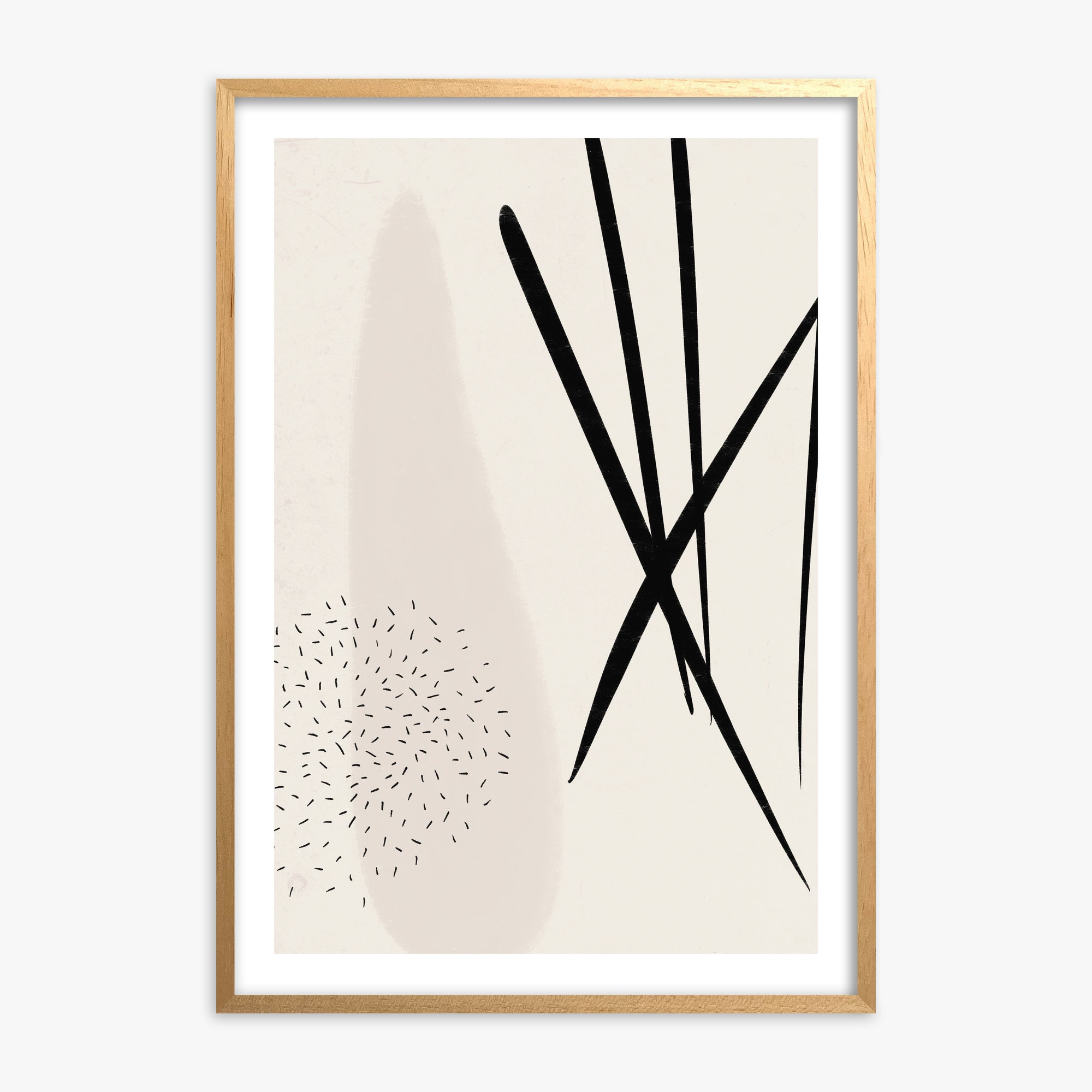 Zen Strokes Harmony, 70x100cm Oak Framed Art Reproduction