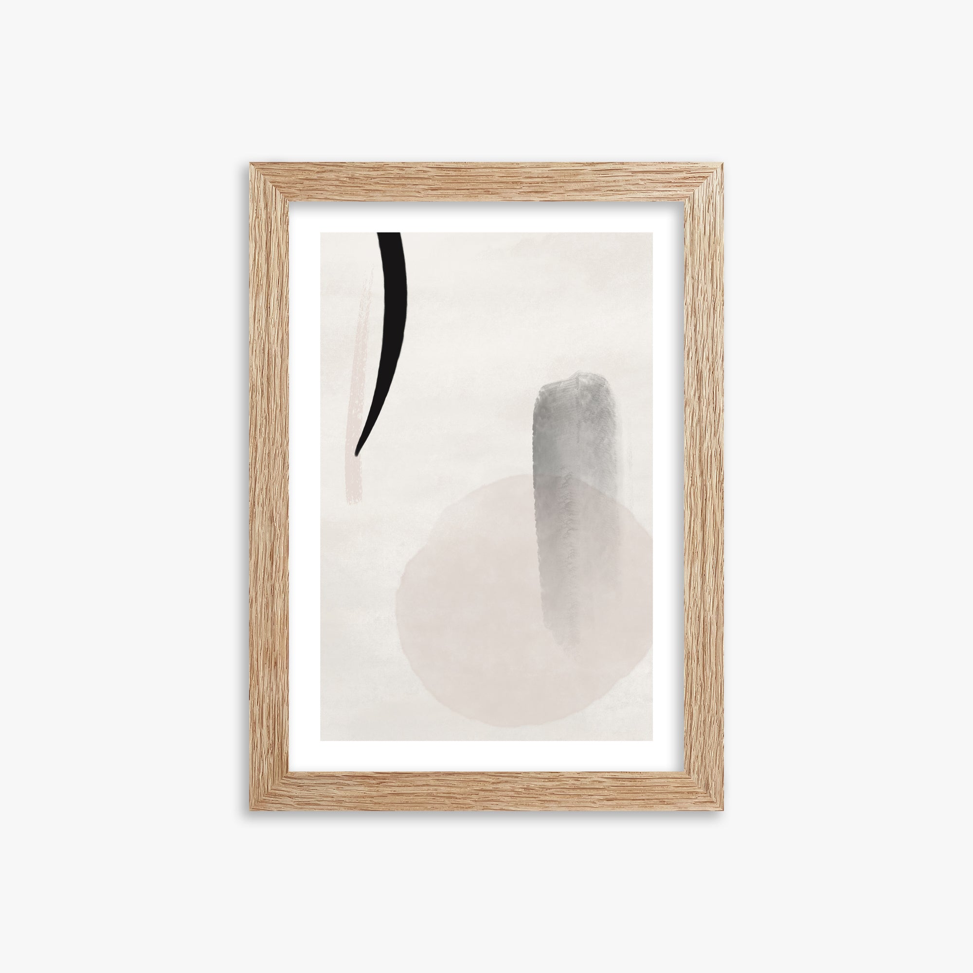 Curved Echo, 21x30cm Framed Art Reproduction With Raw Oak Frame