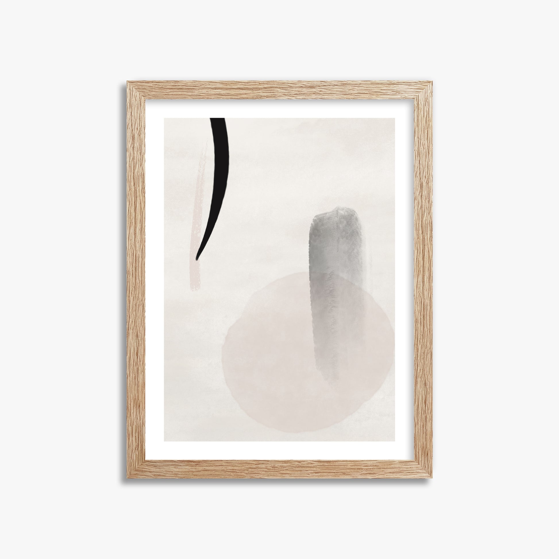 Curved Echo, 30x40cm Framed Art Reproduction With Raw Oak Frame