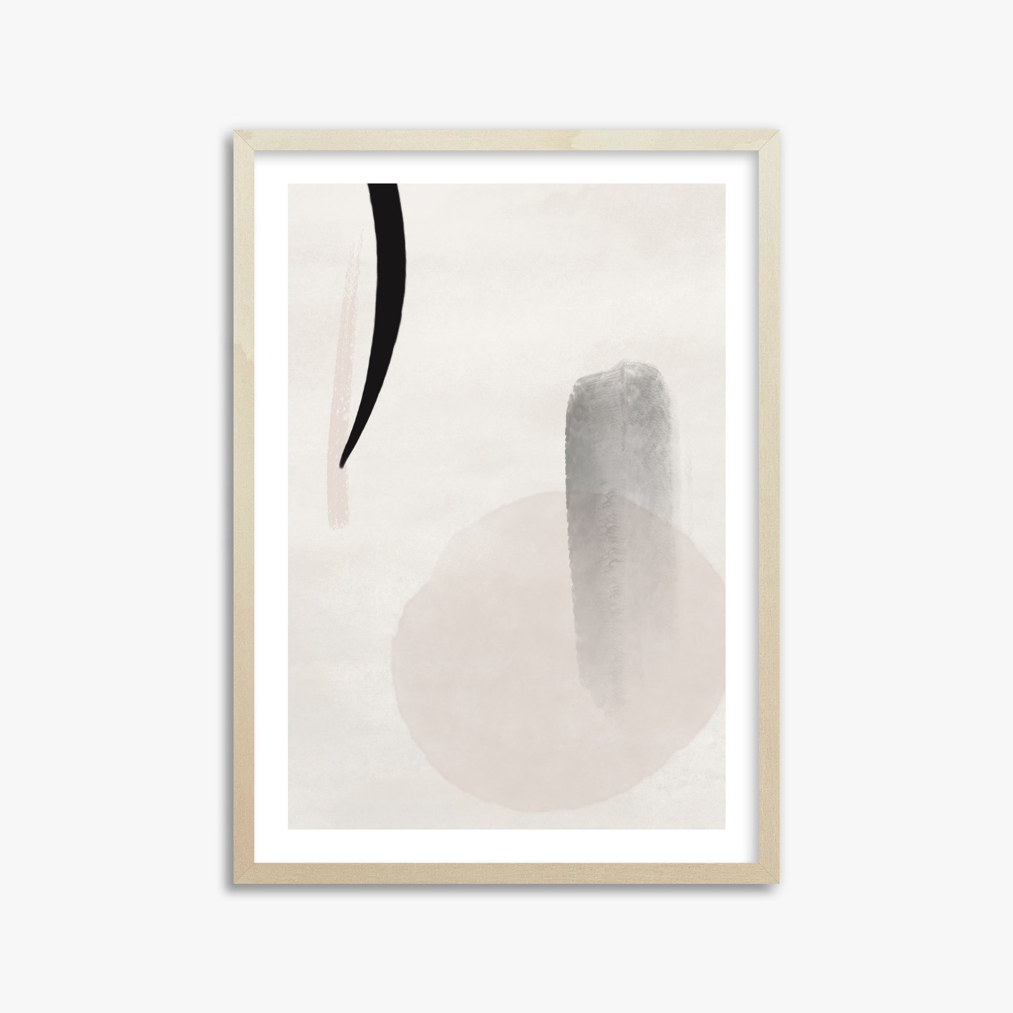 Curved Echo, 50x70cm Framed Art Reproduction With Lime Wood Frame