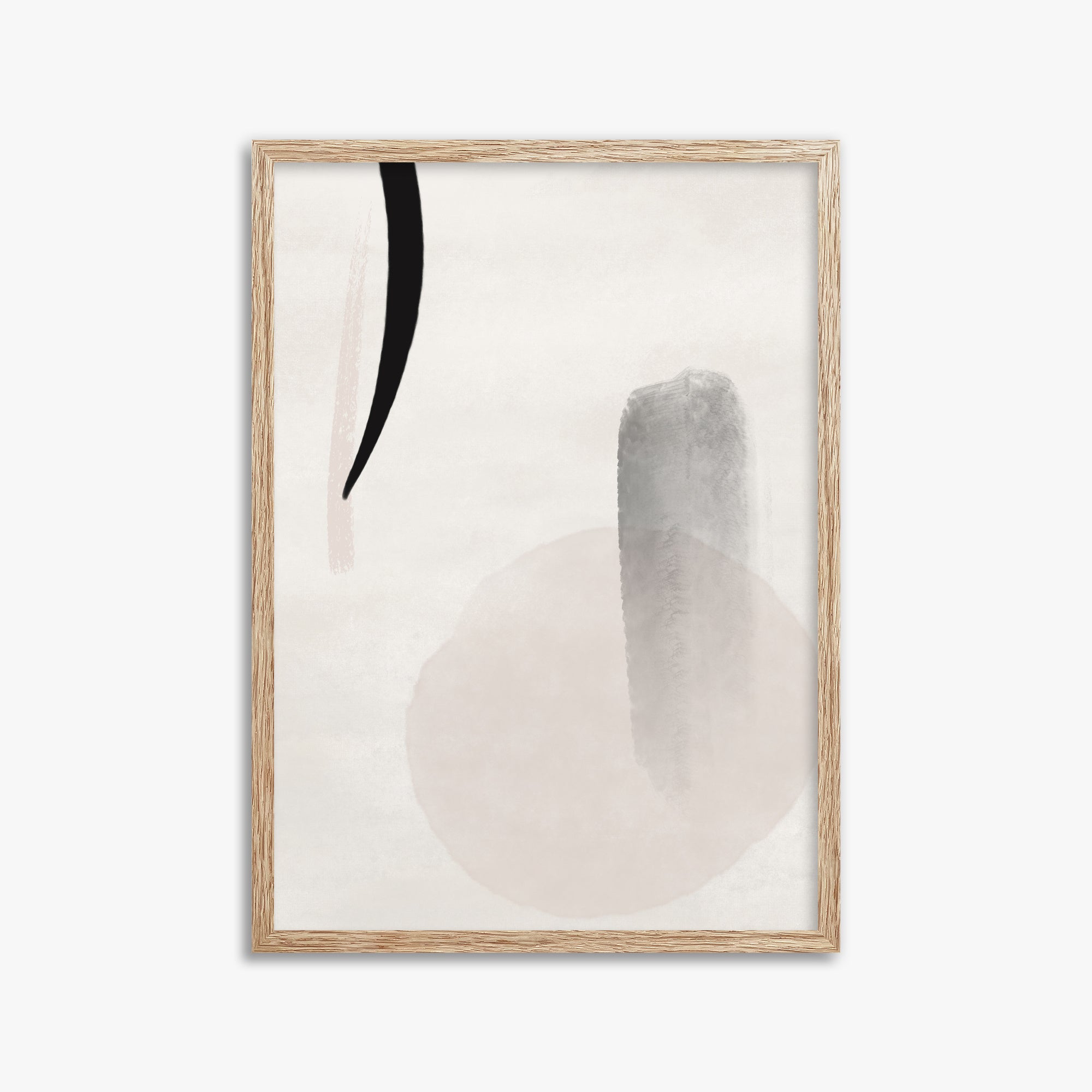 Curved Echo, 50x70cm Framed Art Reproduction With Raw Oak Frame
