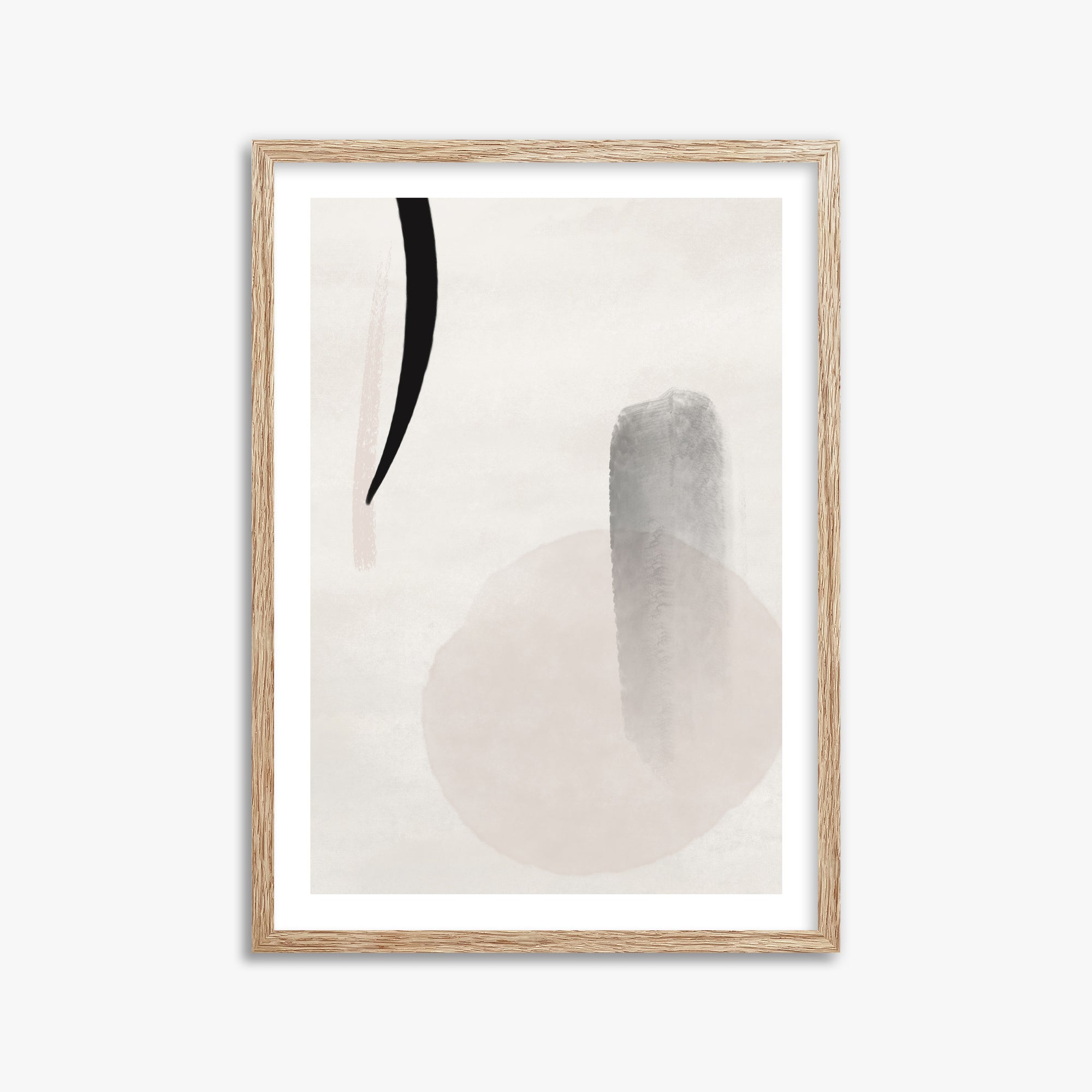 Curved Echo, 50x70cm Framed Art Reproduction With Raw Oak Frame