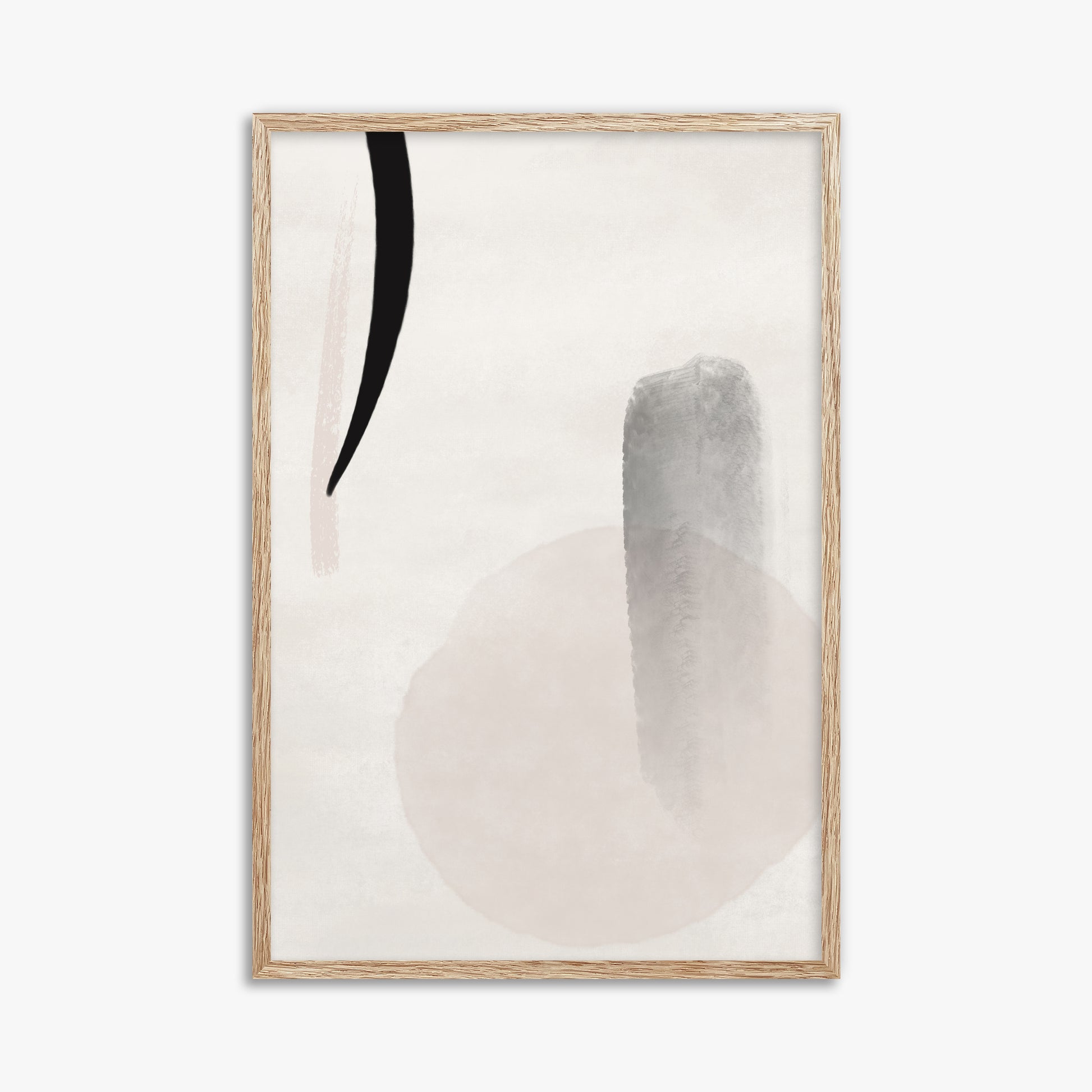 Curved Echo, 61x91cm Framed Art Reproduction With Raw Oak Frame