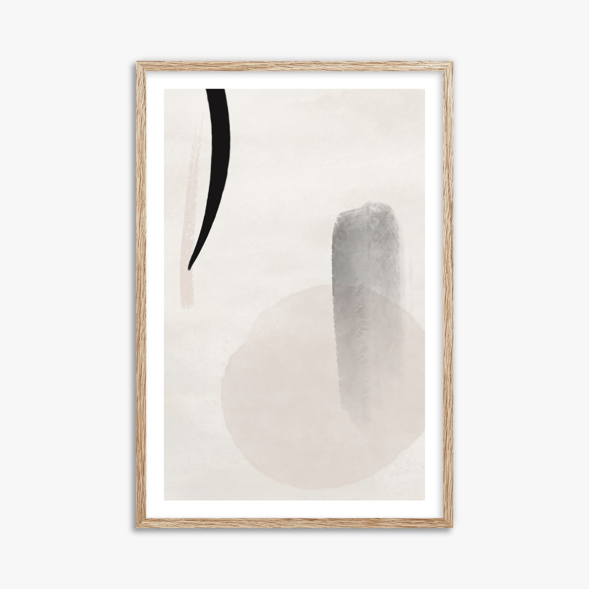 Curved Echo, 61x91cm Framed Art Reproduction With Raw Oak Frame