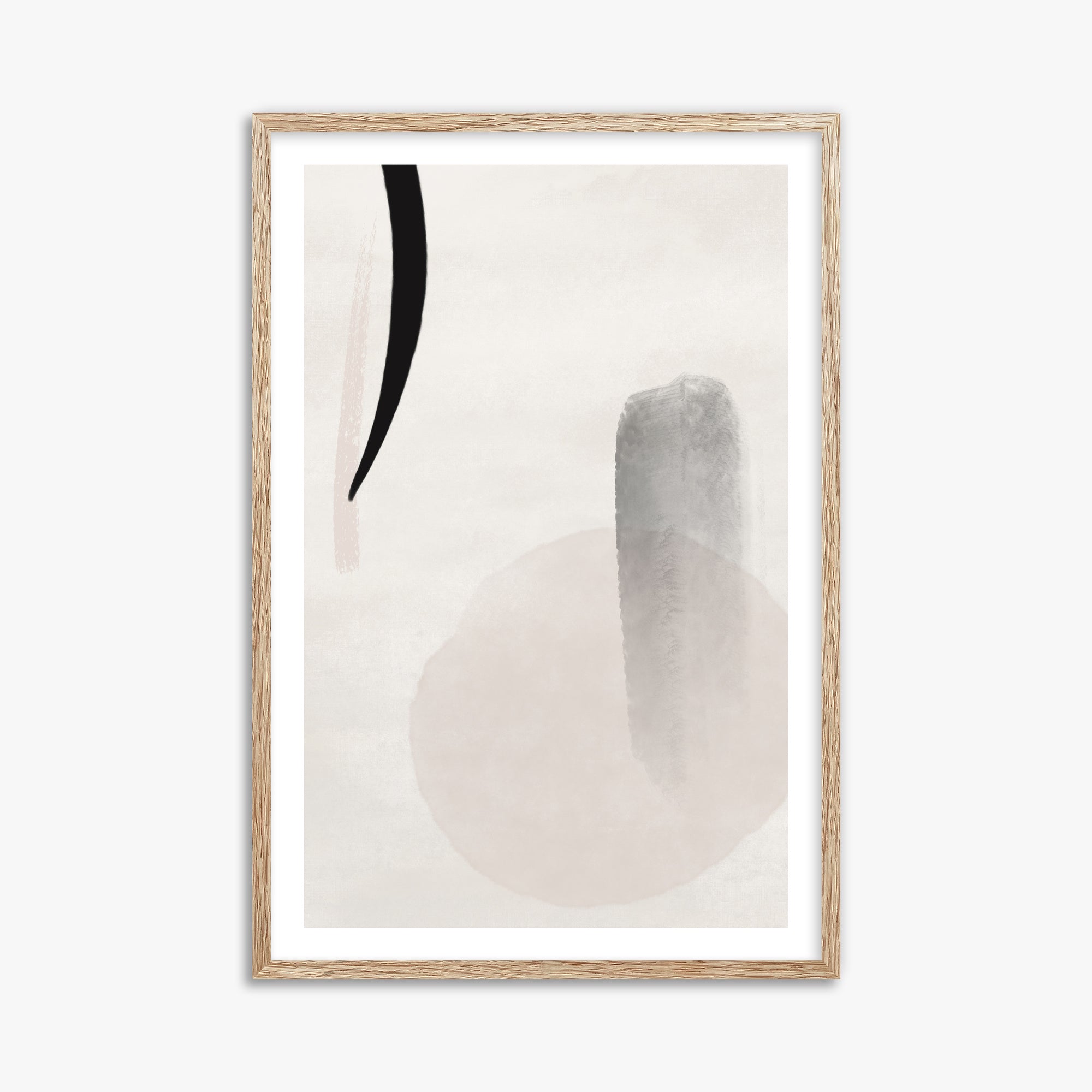Curved Echo, 61x91cm Framed Art Reproduction With Raw Oak Frame