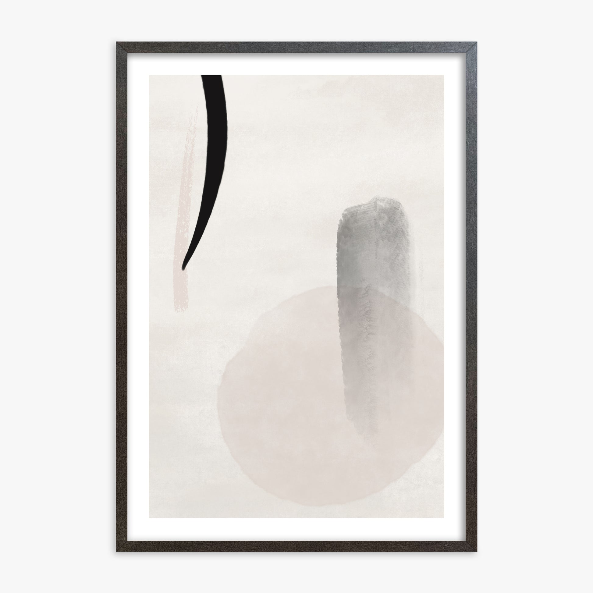 Curved Echo, 70x100cm Framed Art Reproduction With Espresso Frame
