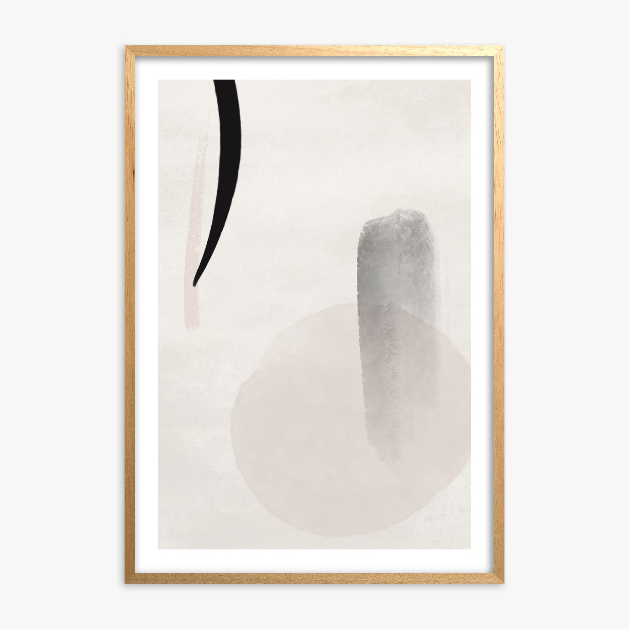 Curved Echo, Oak Framed Poster With Oak Frame
