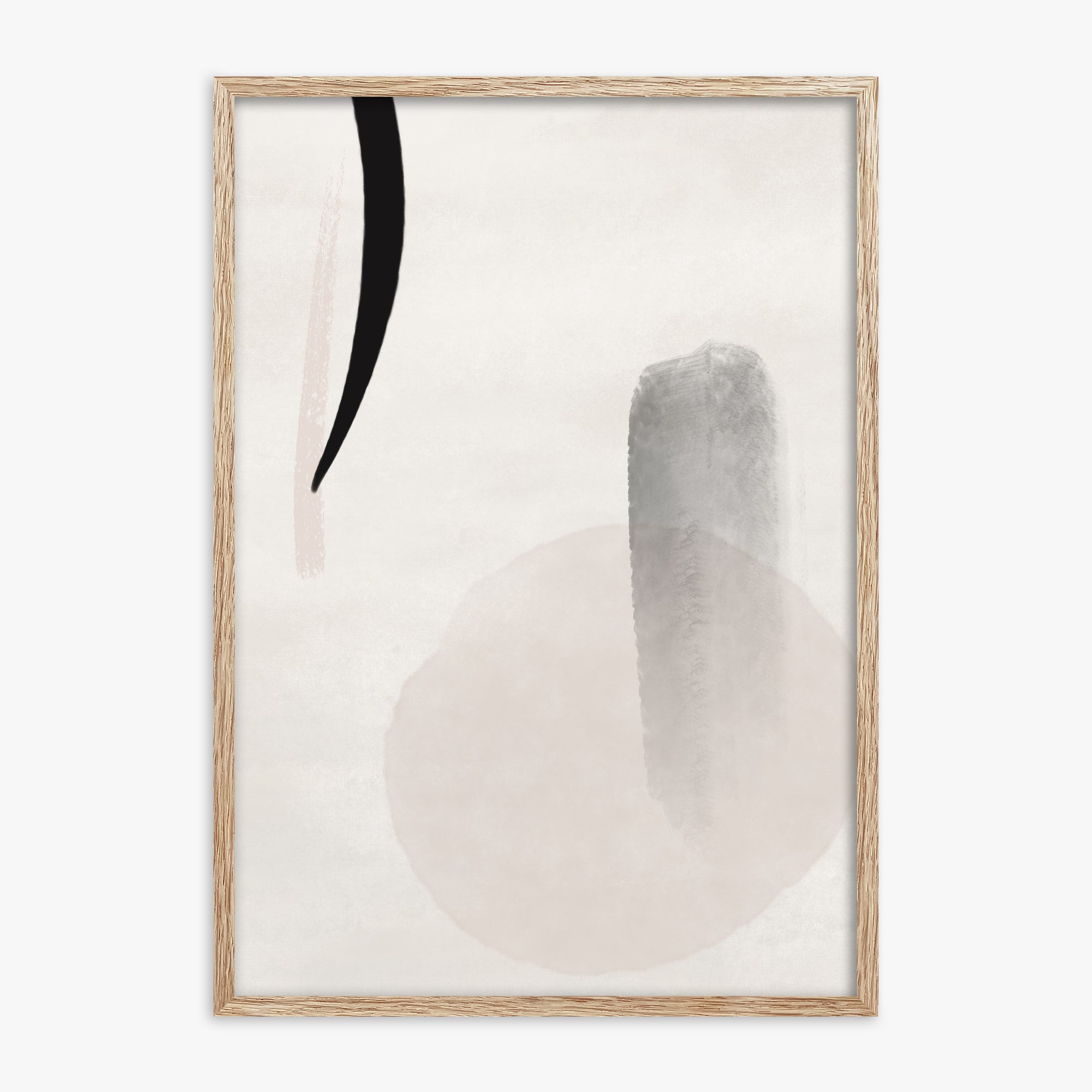 Curved Echo, 70x100cm Framed Art Reproduction With Raw Oak Frame