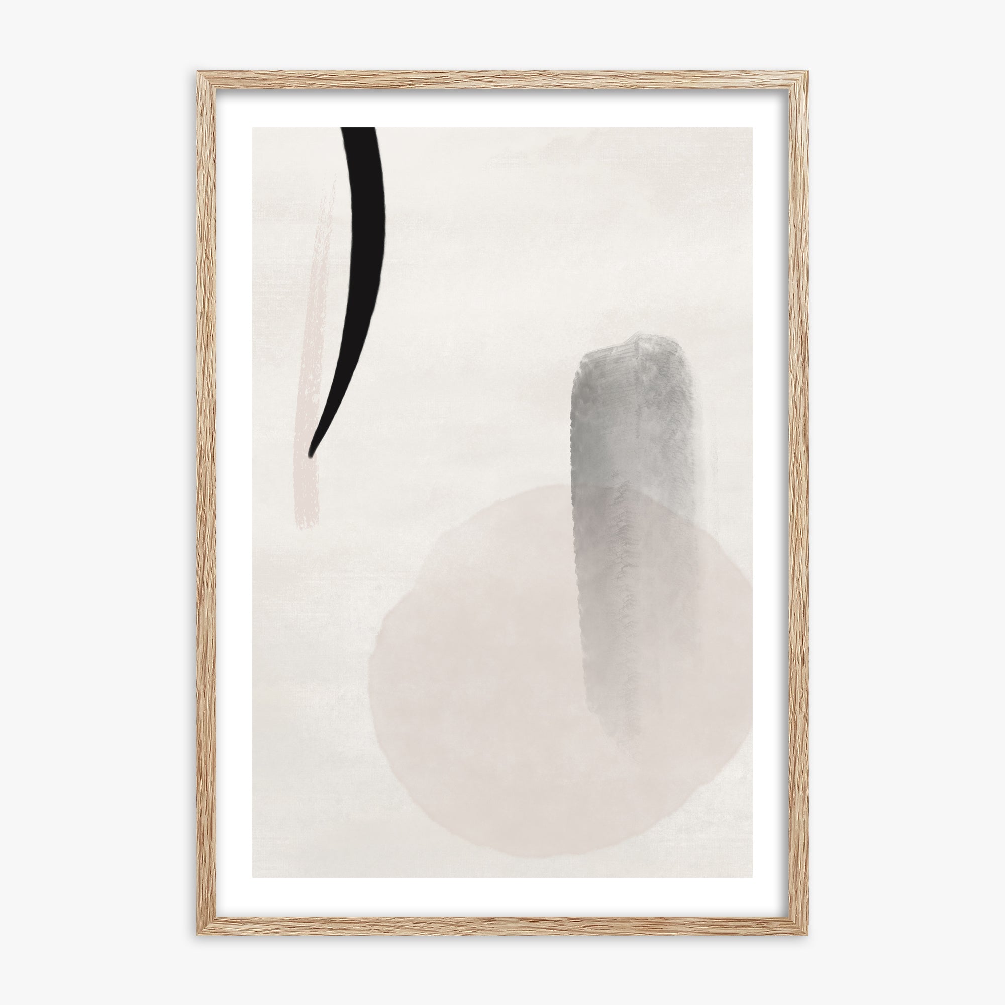 Curved Echo, 70x100cm Framed Art Reproduction With Raw Oak Frame