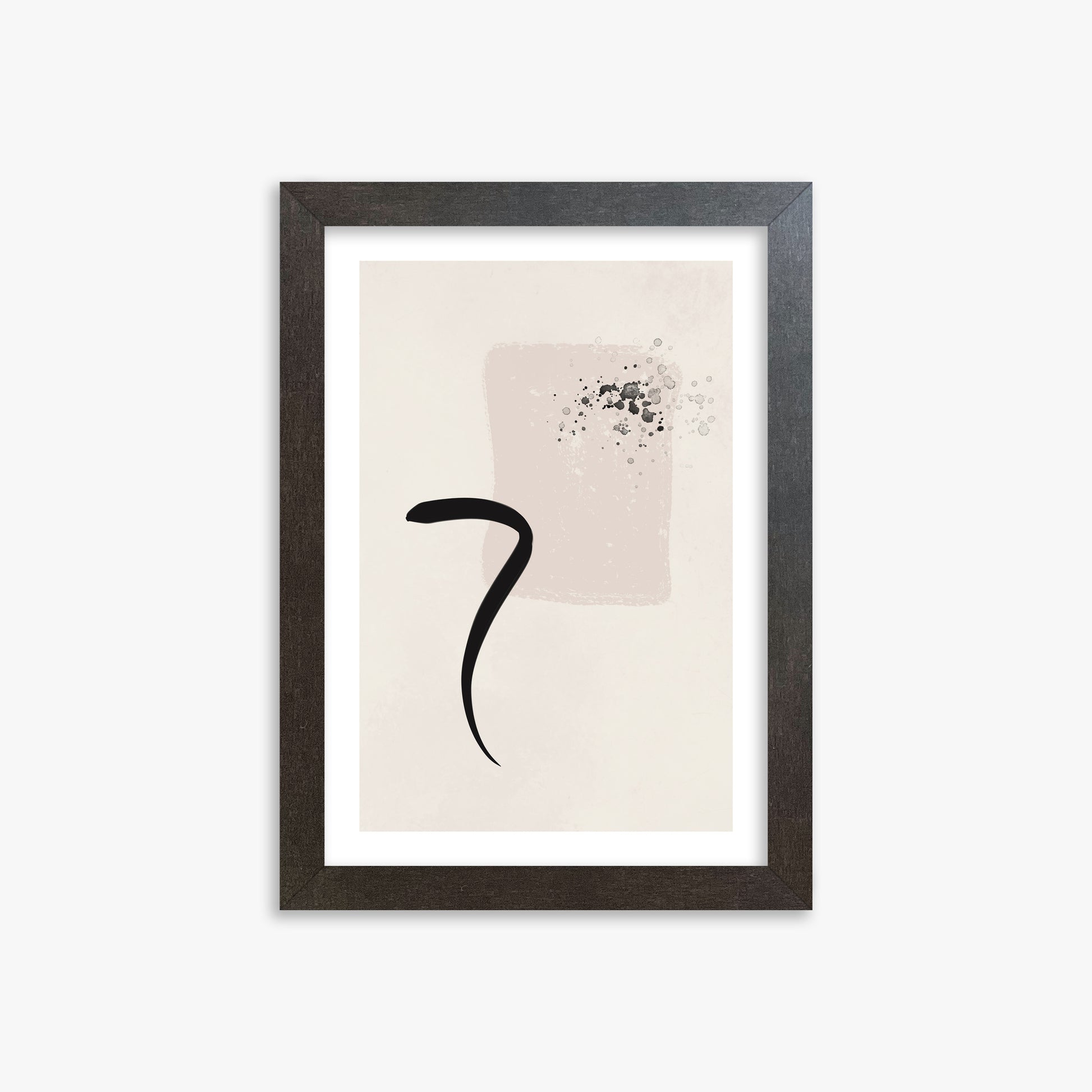Minimalist Brushstroke Elegance, 21x30cm Framed Art Reproduction With Espresso Frame