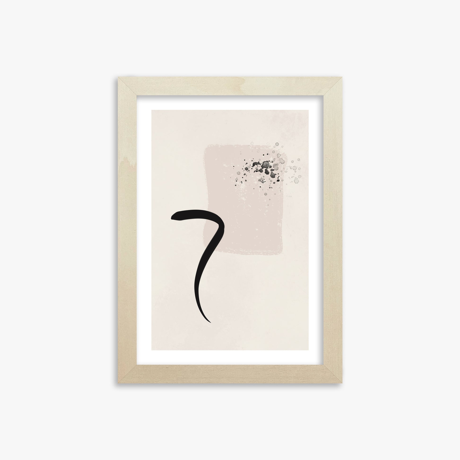 Minimalist Brushstroke Elegance, 21x30cm Framed Art Reproduction With Lime Wood Frame