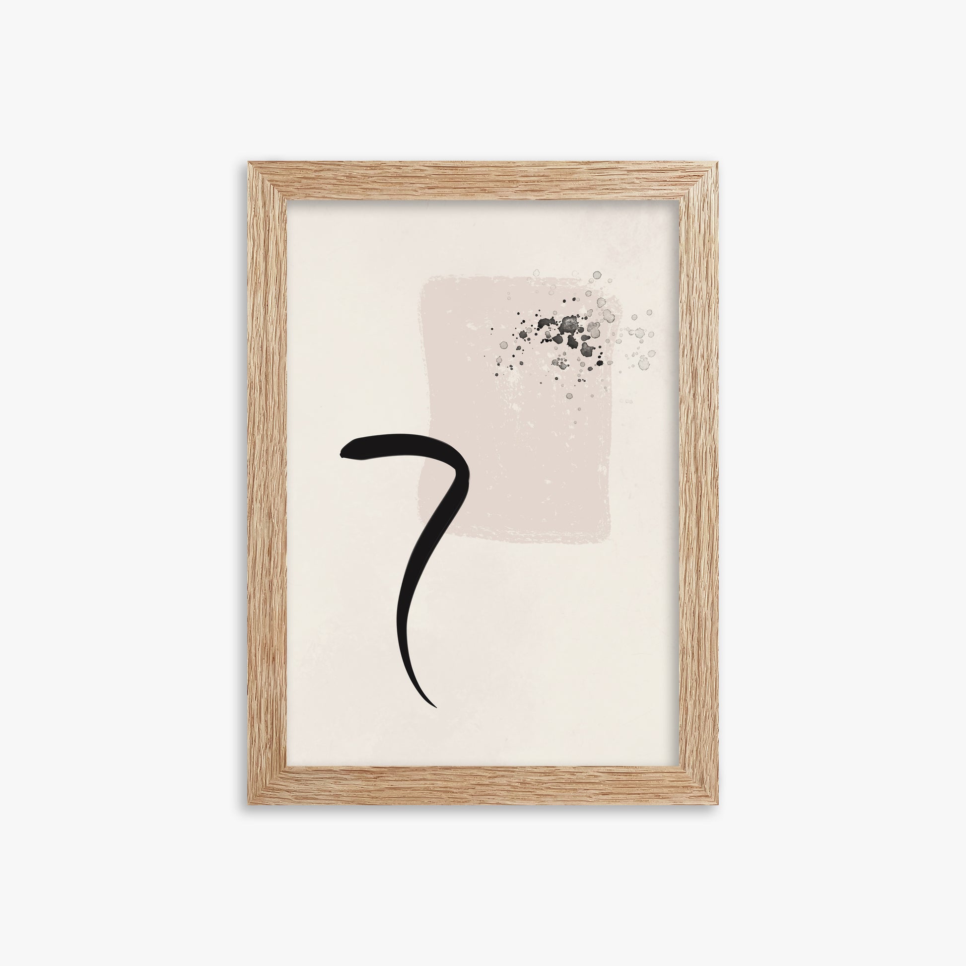 Minimalist Brushstroke Elegance, 21x30cm Framed Art Reproduction With Raw Oak Frame