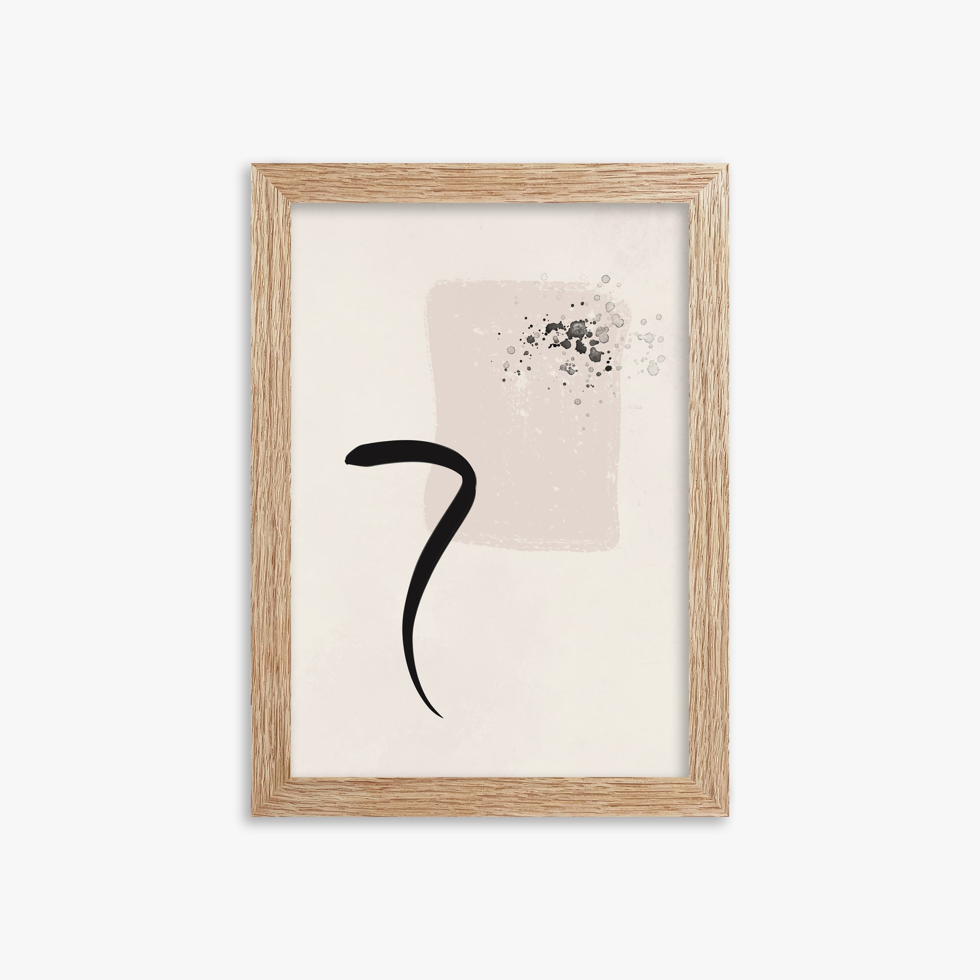 Minimalist Brushstroke Elegance, 21x30cm Framed Art Reproduction With Raw Oak Frame