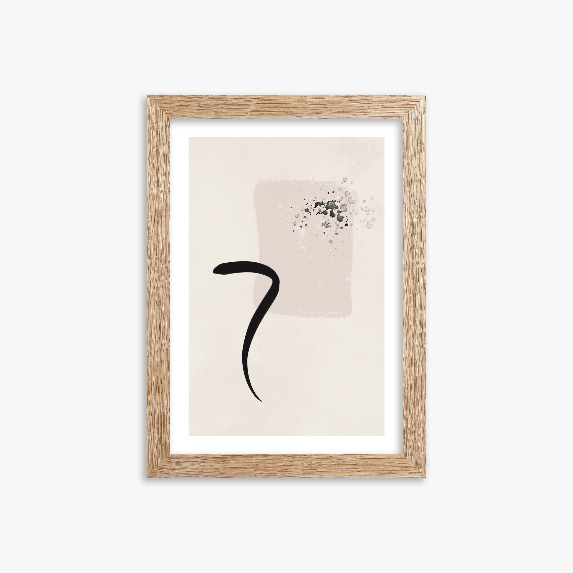Minimalist Brushstroke Elegance, 21x30cm Framed Art Reproduction With Raw Oak Frame