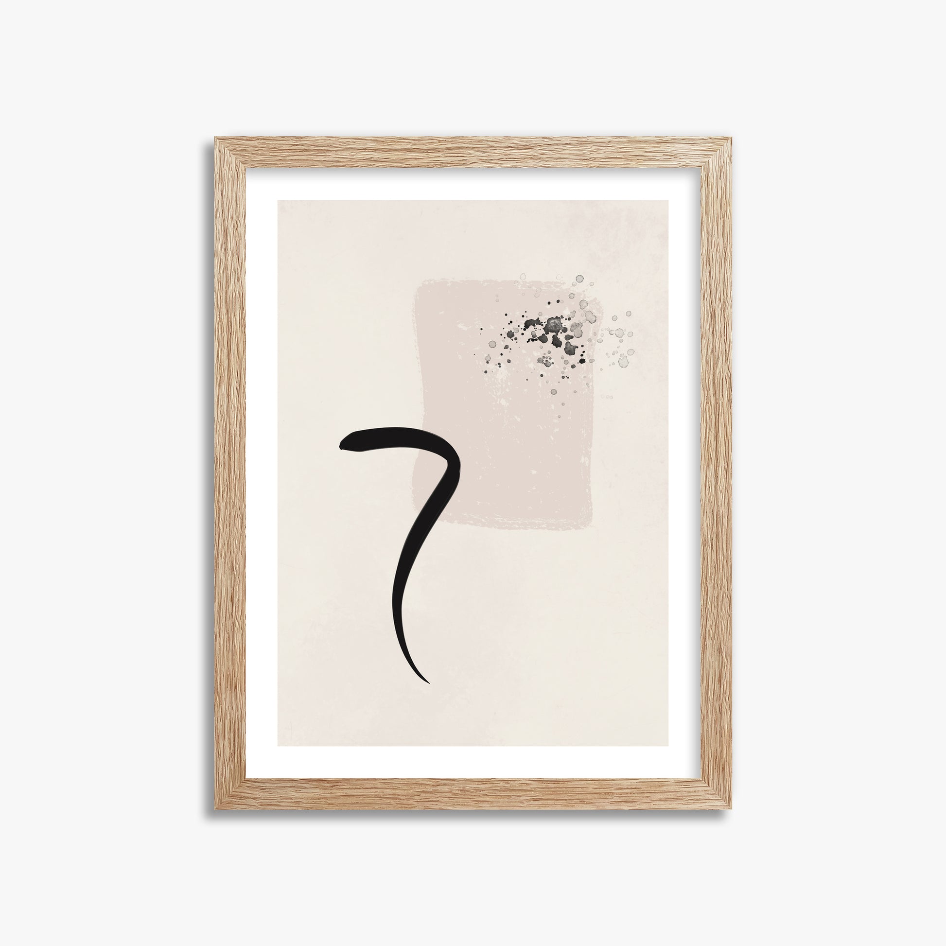 Minimalist Brushstroke Elegance, 30x40cm Framed Art Reproduction With Raw Oak Frame