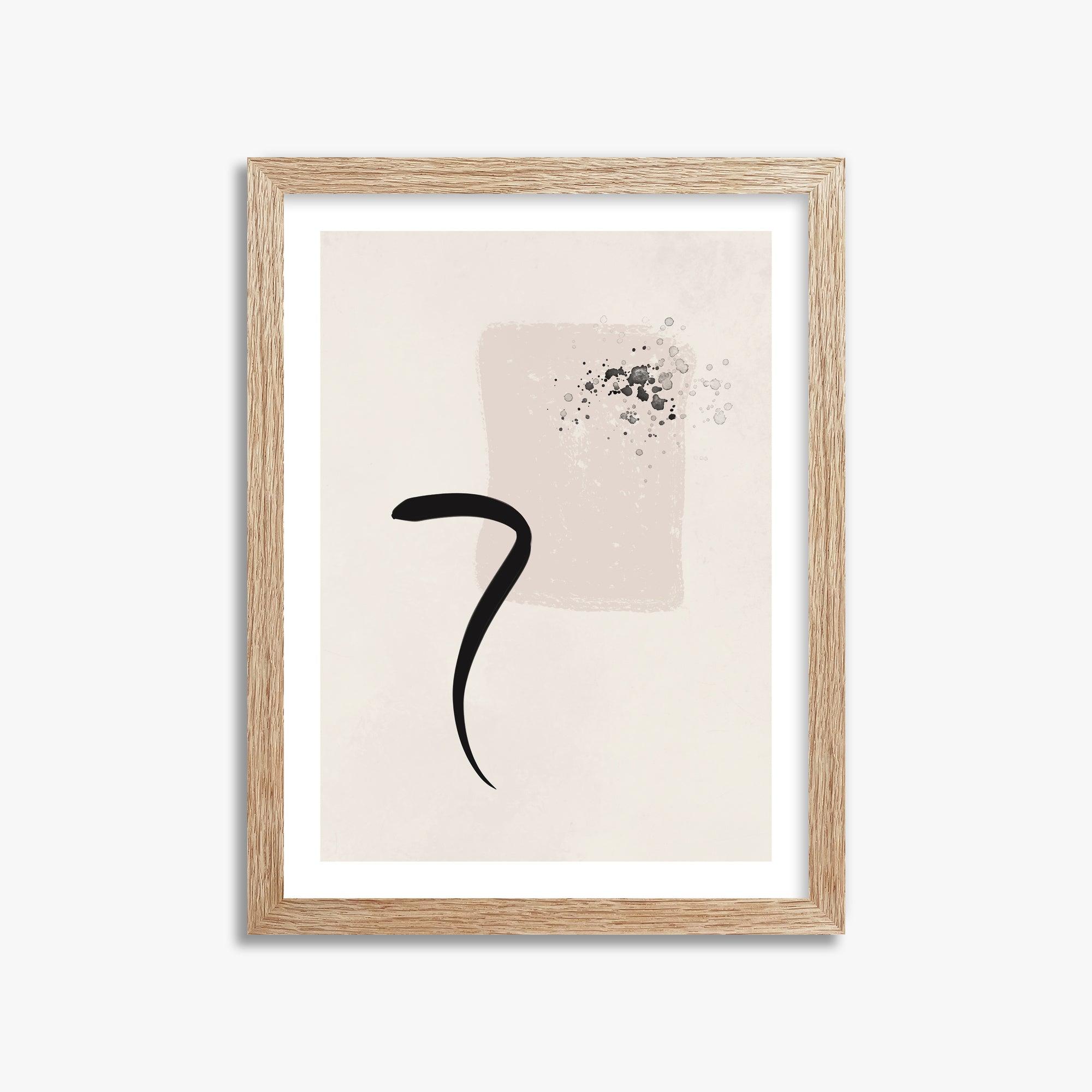 Minimalist Brushstroke Elegance, 30x40cm Framed Art Reproduction With Raw Oak Frame