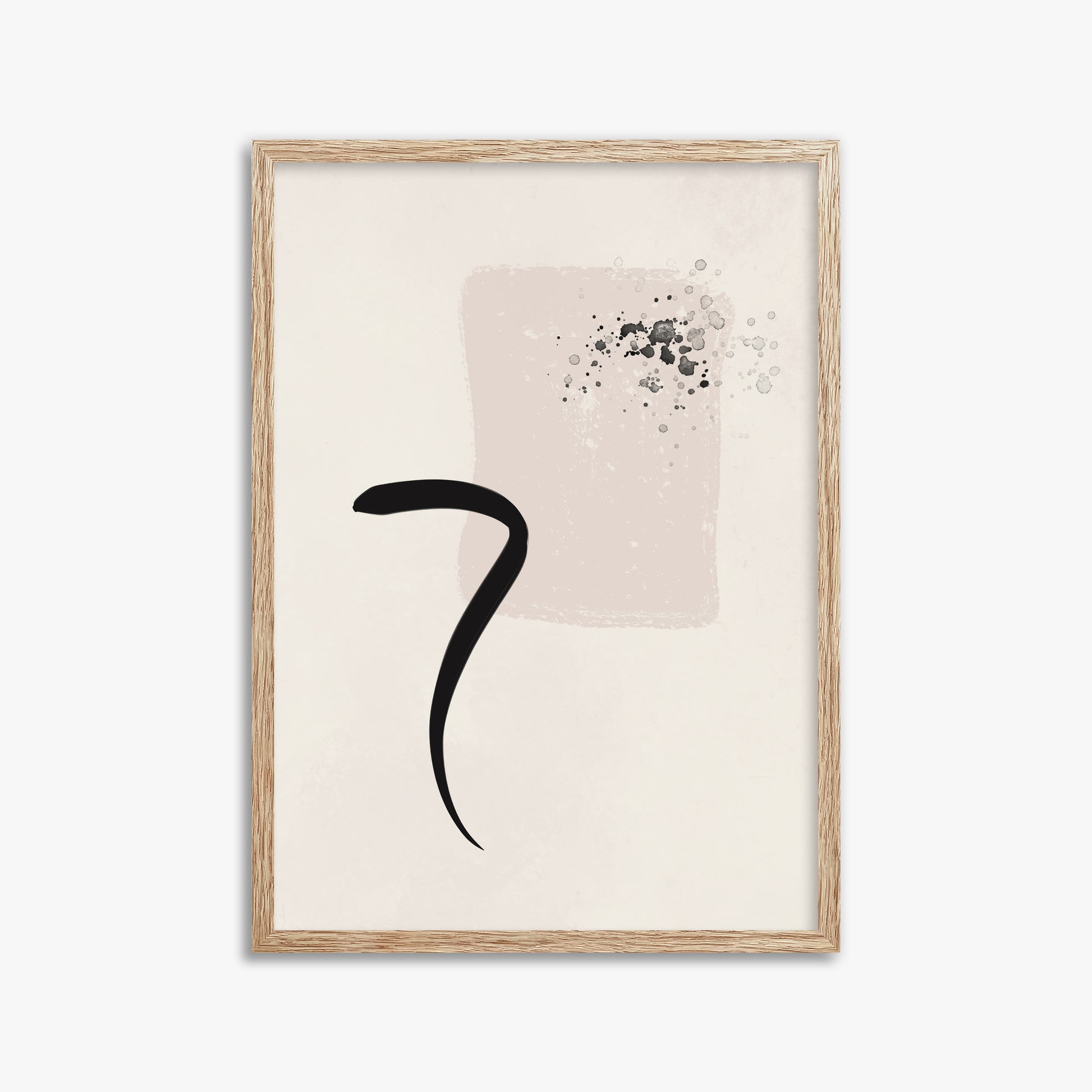 Minimalist Brushstroke Elegance, 50x70cm Framed Art Reproduction With Raw Oak Frame