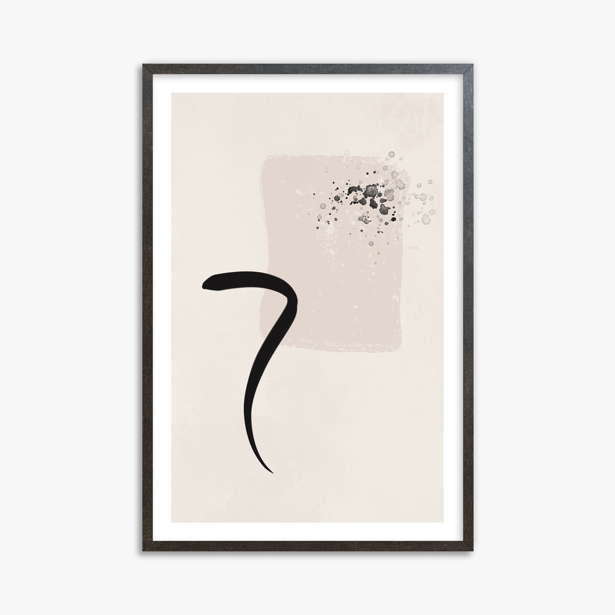 Minimalist Brushstroke Elegance, 61x91cm Framed Art Reproduction With Espresso Frame