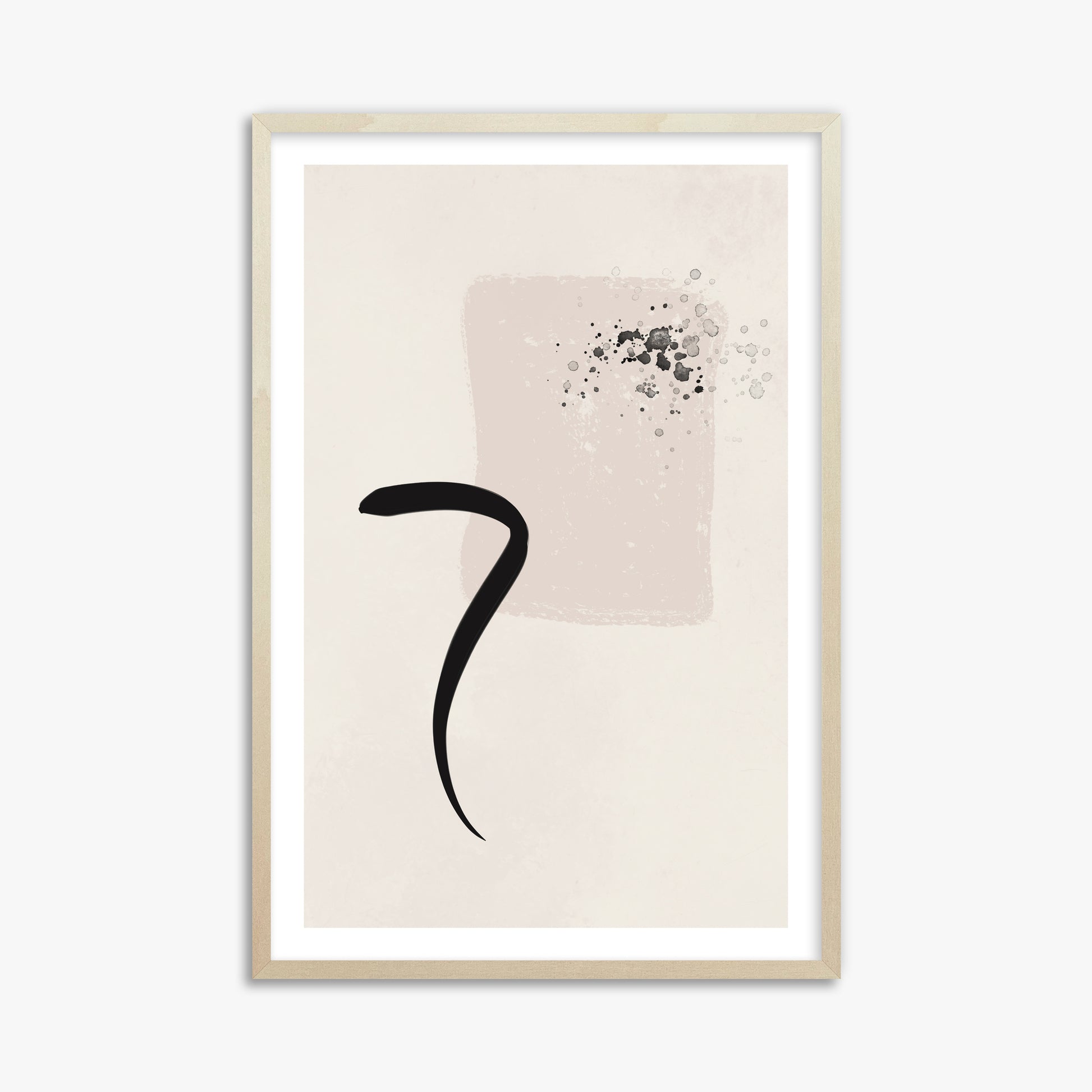 Minimalist Brushstroke Elegance, 61x91cm Framed Art Reproduction With Lime Wood Frame