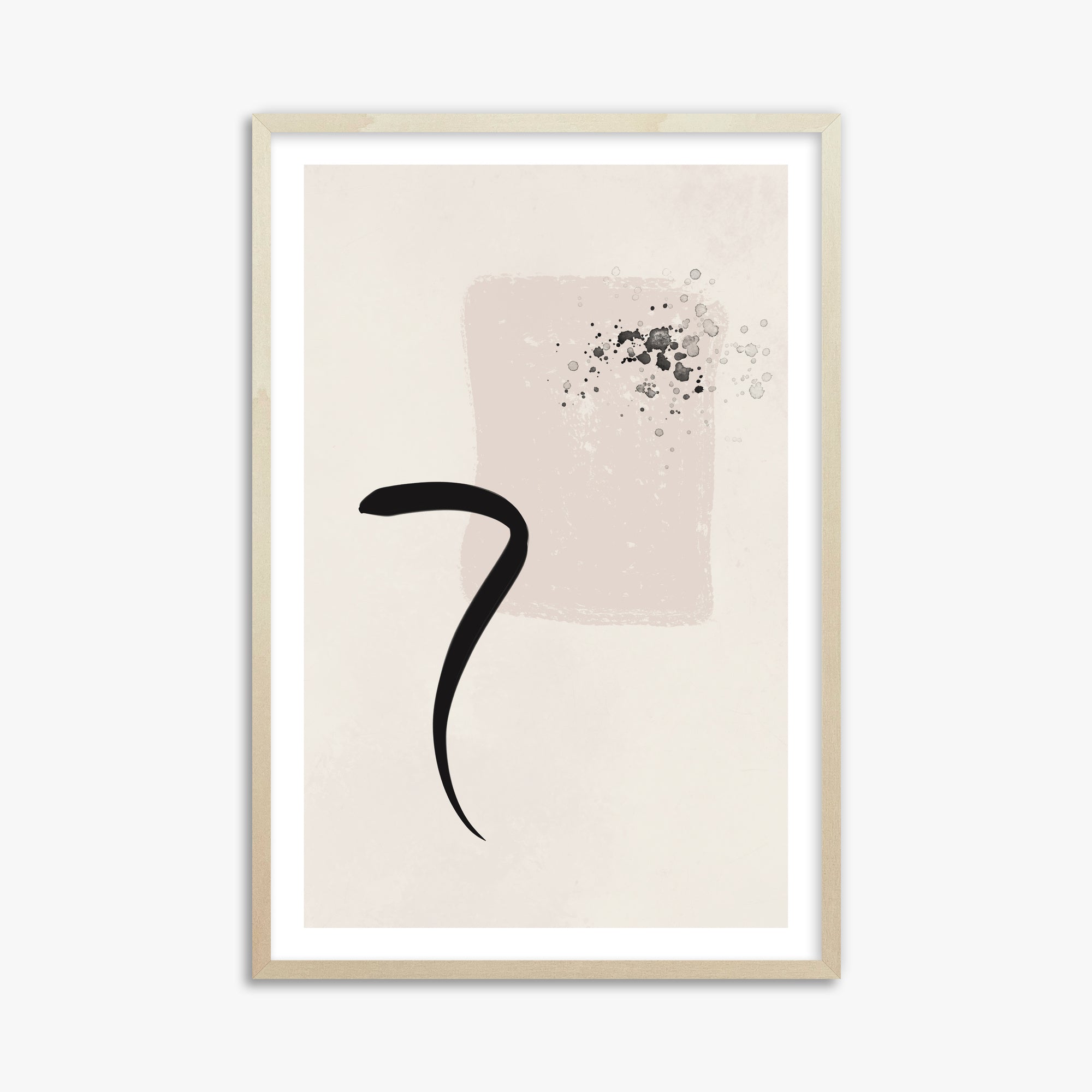Minimalist Brushstroke Elegance, 61x91cm Framed Art Reproduction With Lime Wood Frame