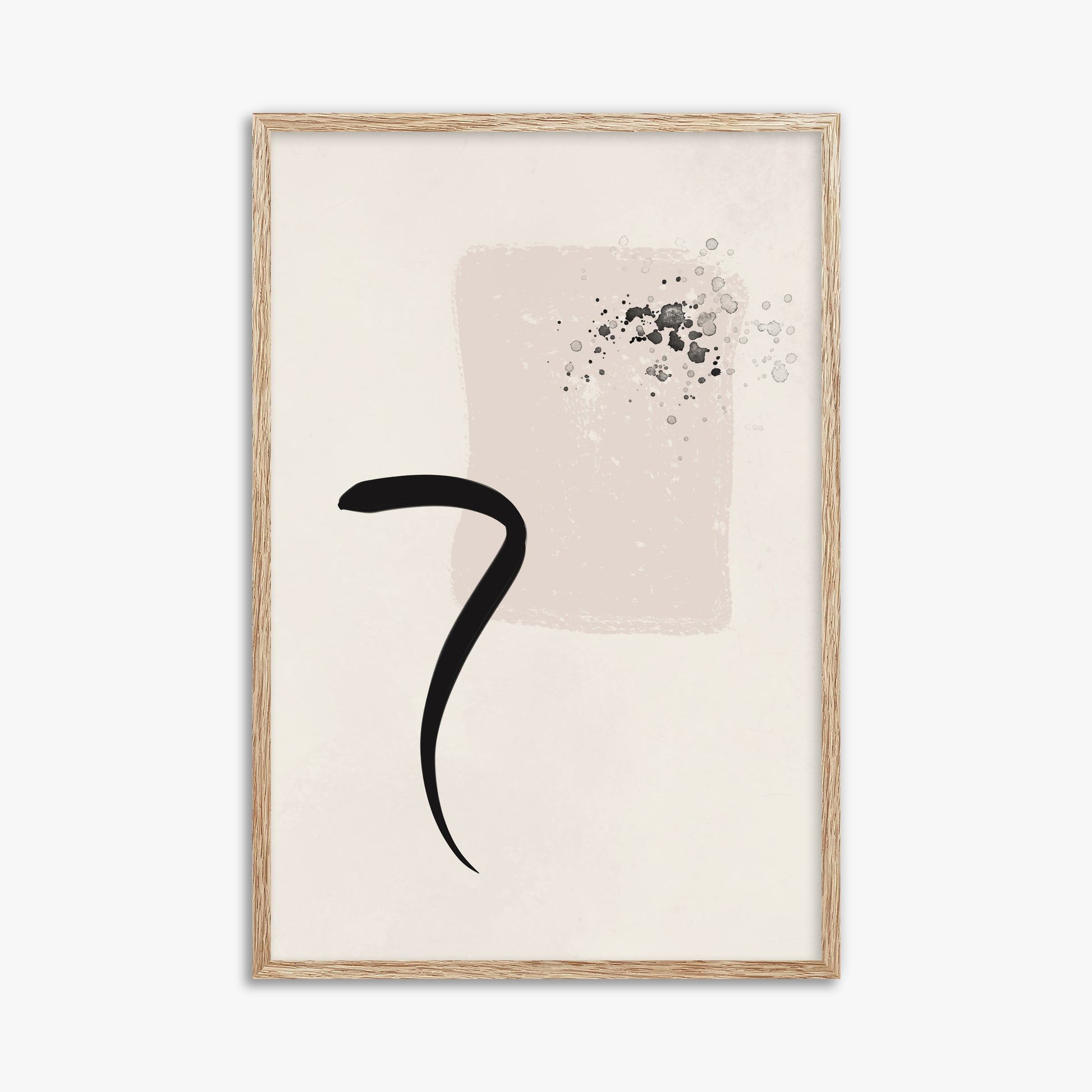 Minimalist Brushstroke Elegance, 61x91cm Framed Art Reproduction With Raw Oak Frame