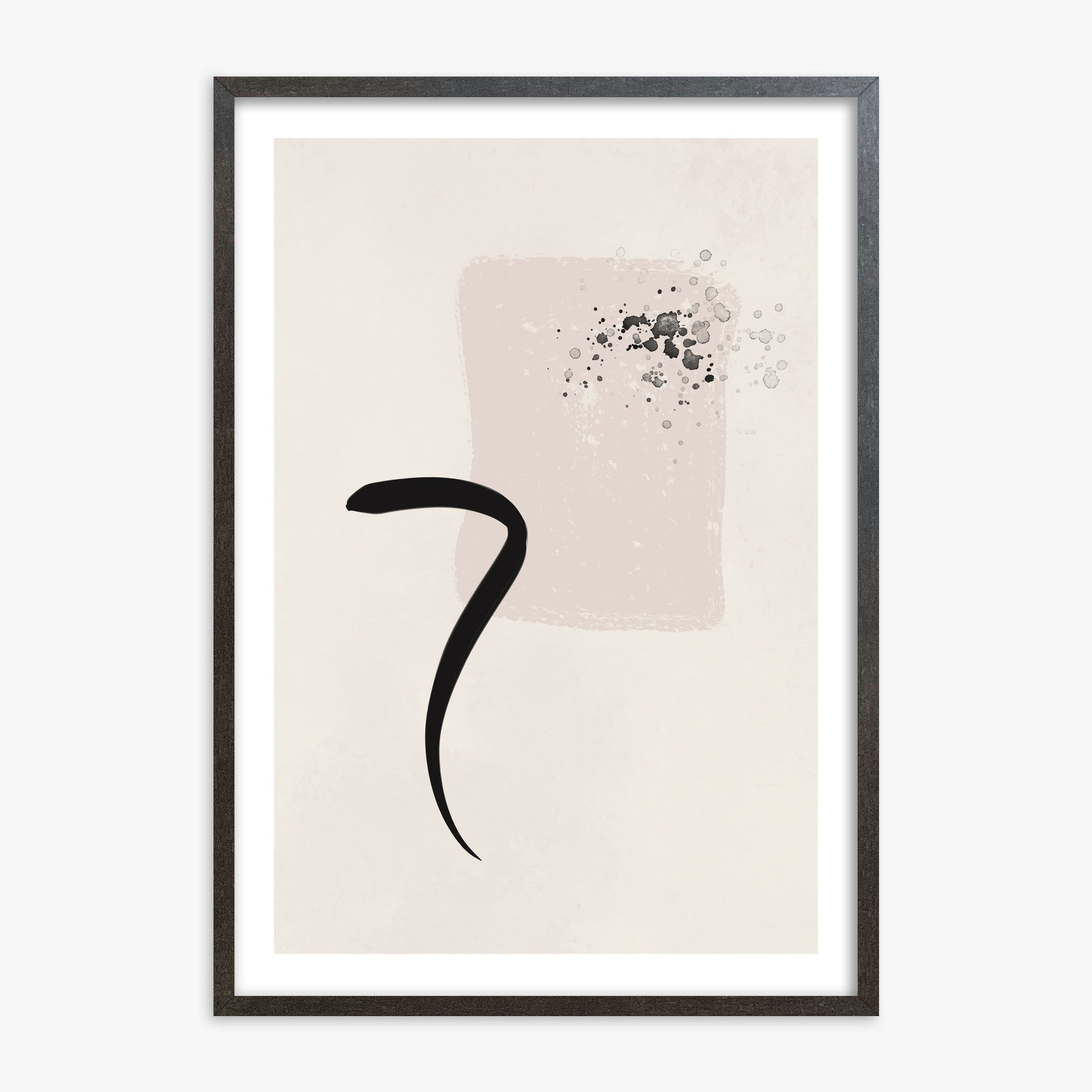 Minimalist Brushstroke Elegance, 70x100cm Framed Art Reproduction With Espresso Frame