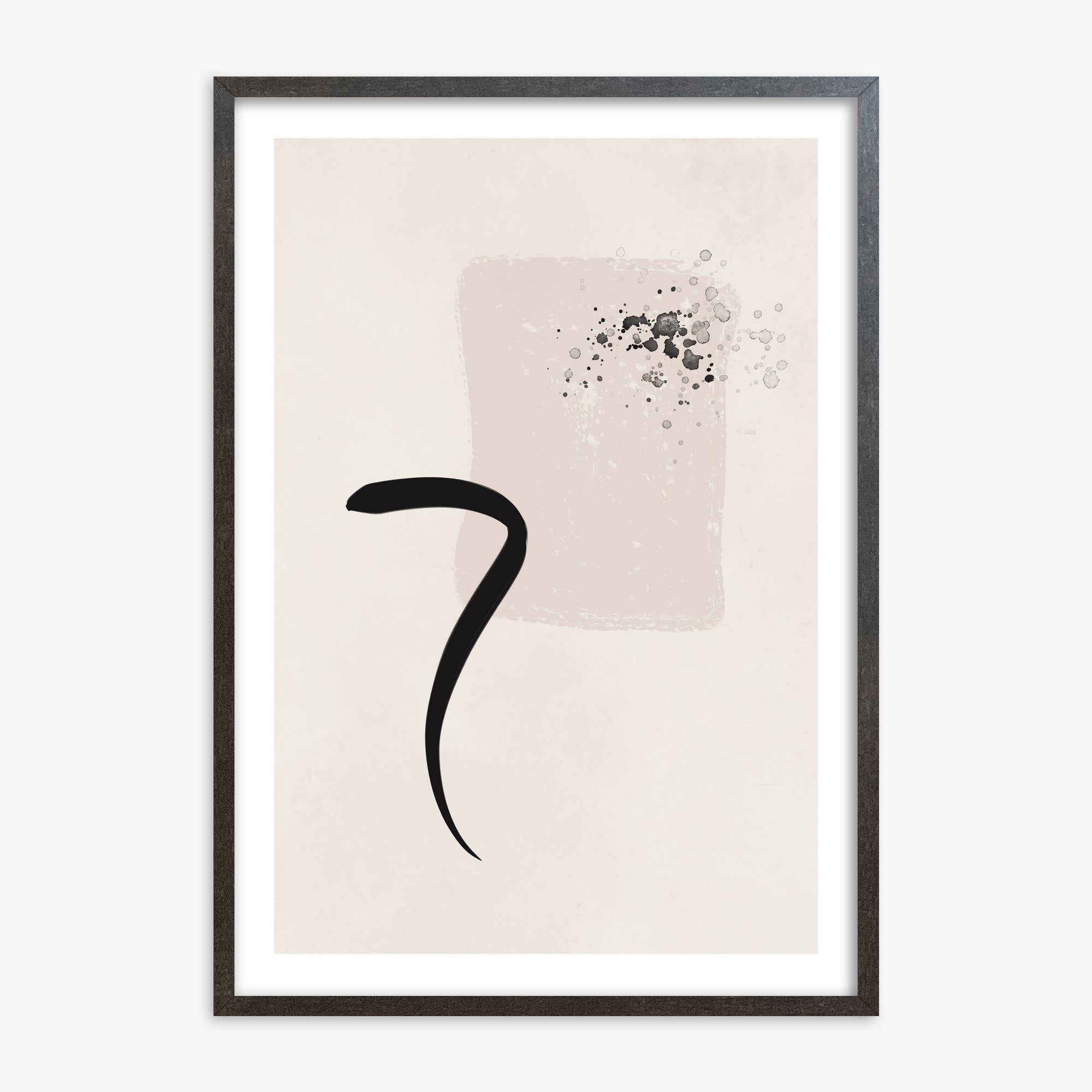 Minimalist Brushstroke Elegance, 70x100cm Framed Art Reproduction With Espresso Frame