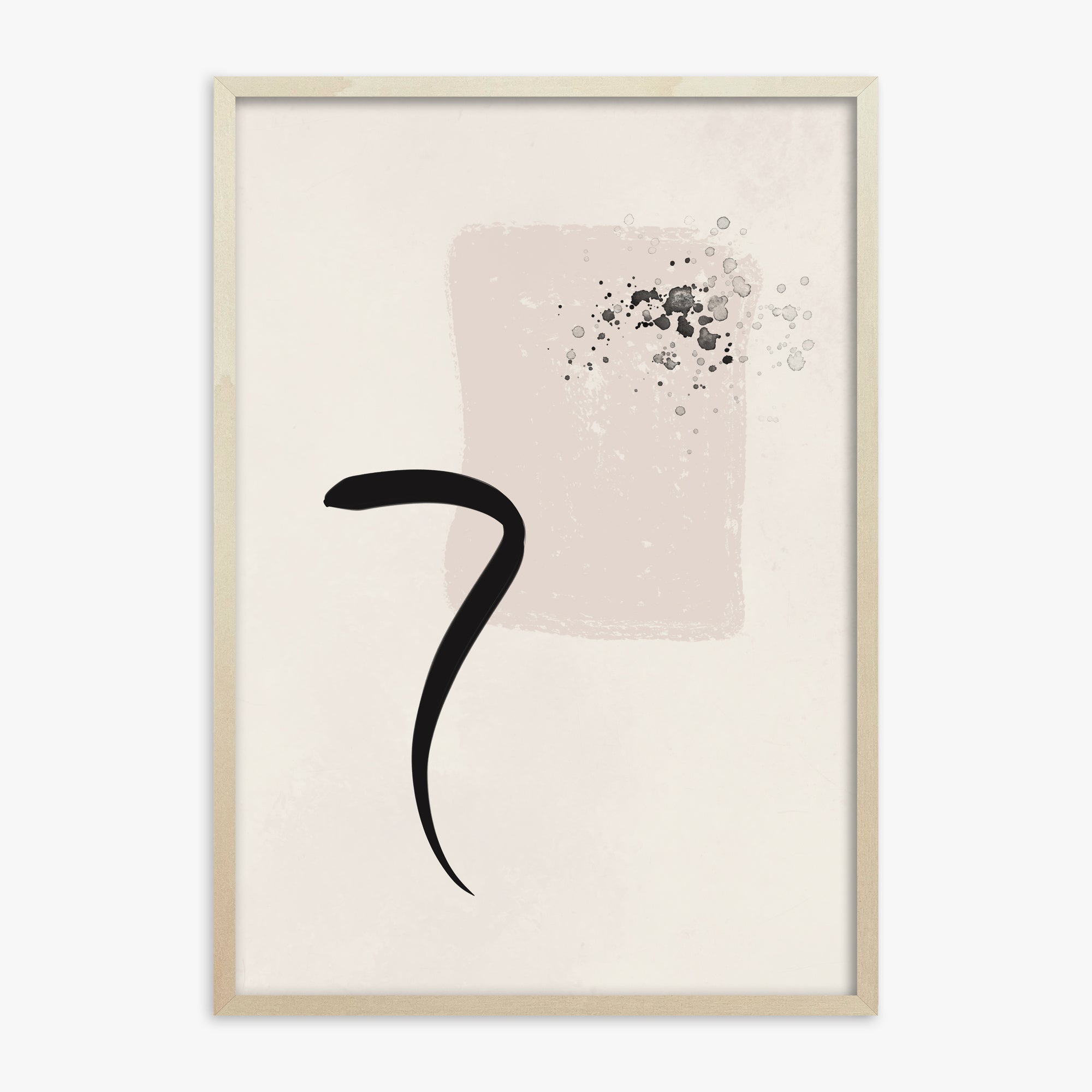Minimalist Brushstroke Elegance, 70x100cm Framed Art Reproduction With Lime Wood Frame