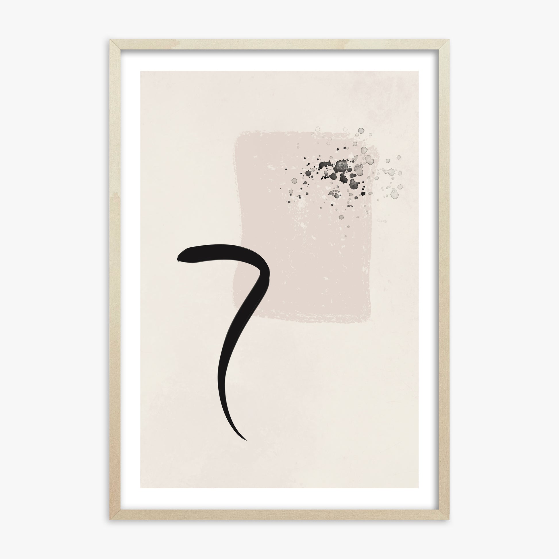 Minimalist Brushstroke Elegance, 70x100cm Framed Art Reproduction With Lime Wood Frame