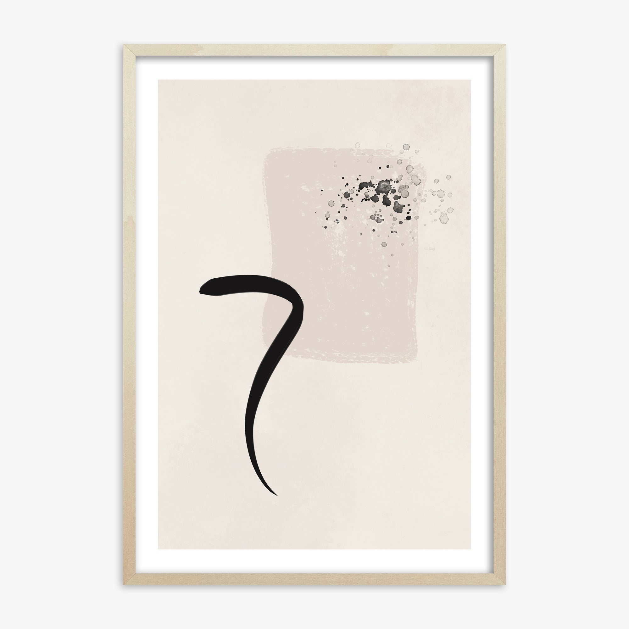 Minimalist Brushstroke Elegance, 70x100cm Framed Art Reproduction With Lime Wood Frame
